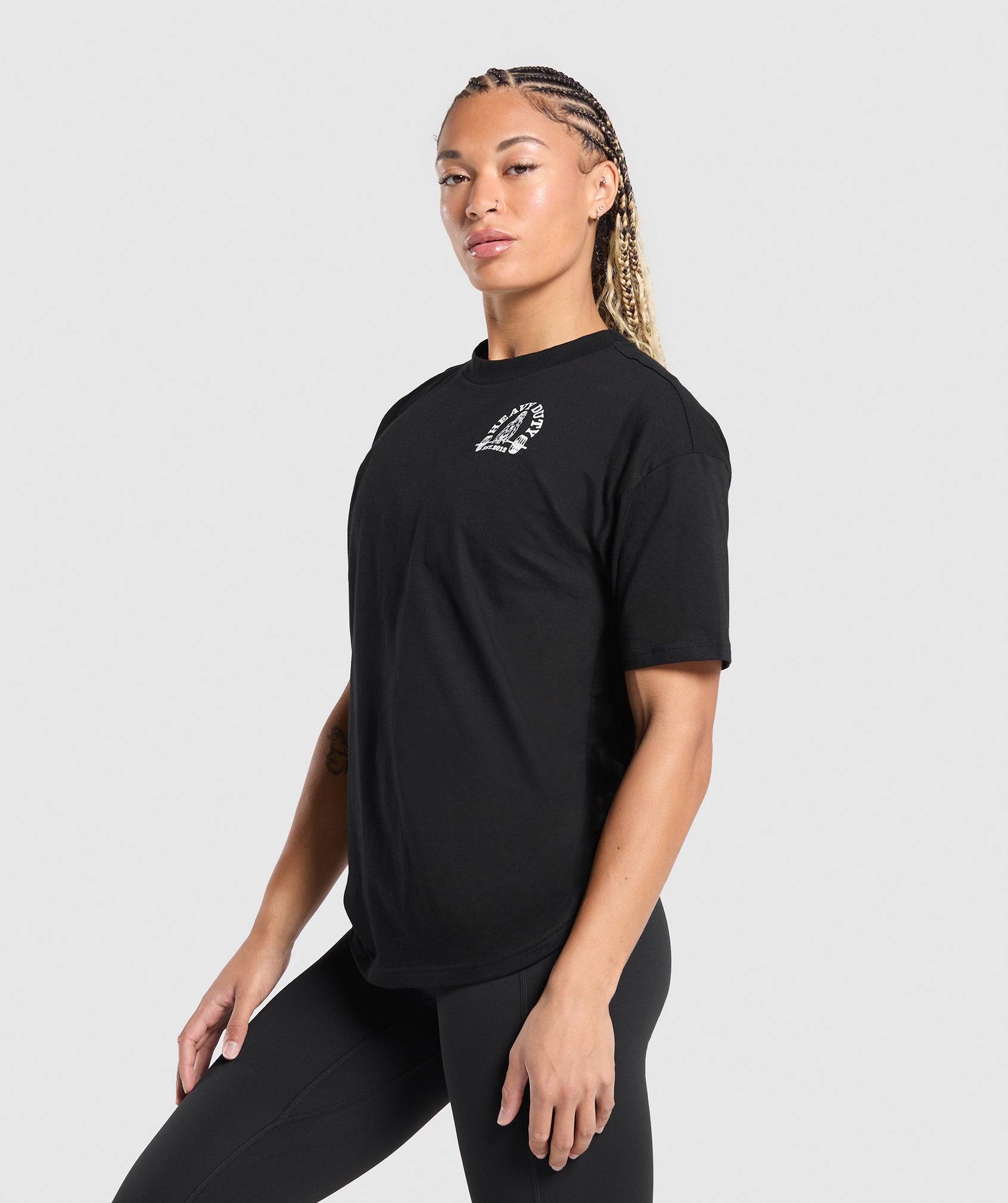GYMSHARK Gymshark Premium Heavyweight Oversized Streetwear Essential T-Shirt in Jet Black 