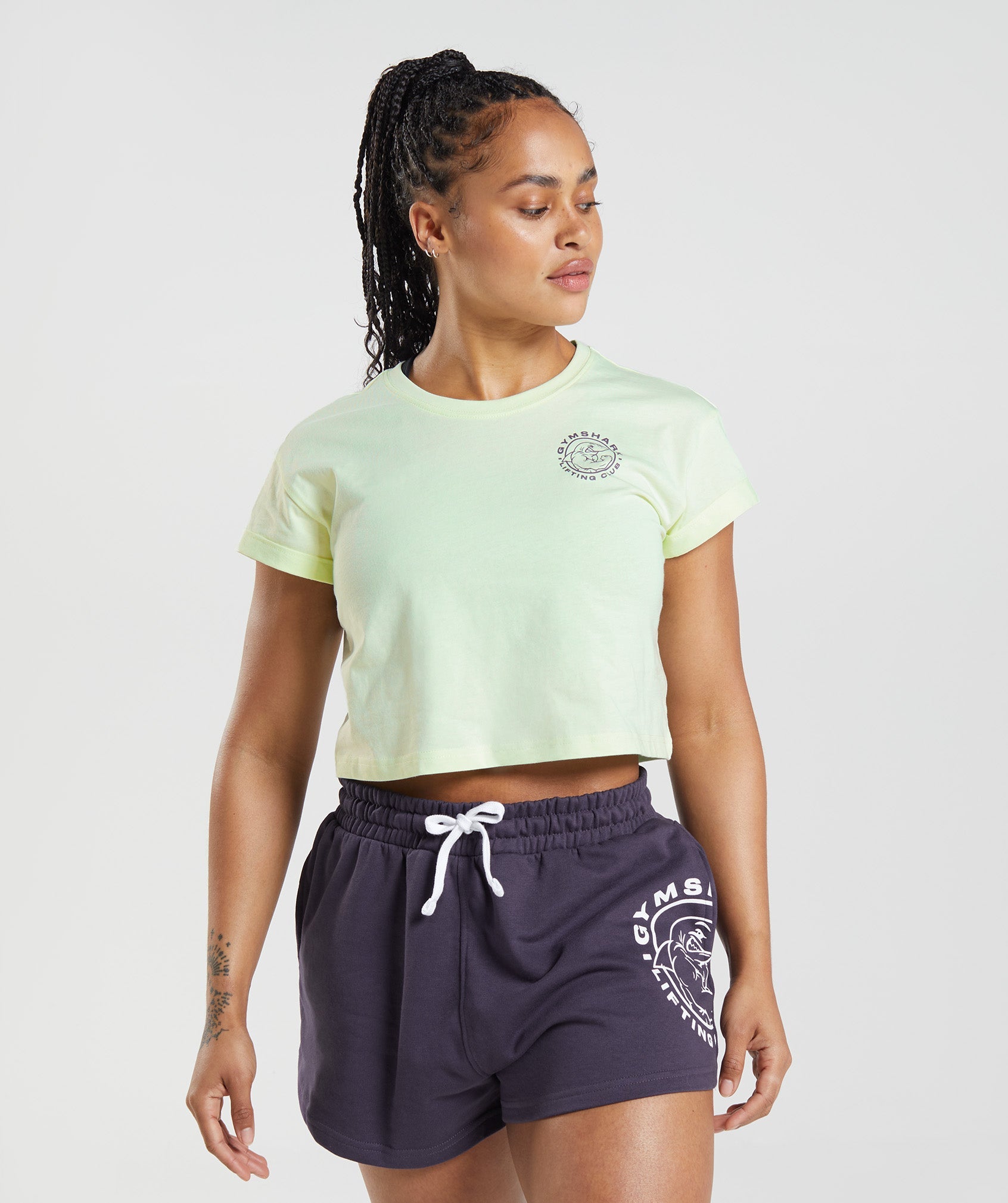GYMSHARK GYMSHARK Women's Slim Fit Legacy Crop Tank | Breathable Yoga Tee in Fresh Cucumber Green