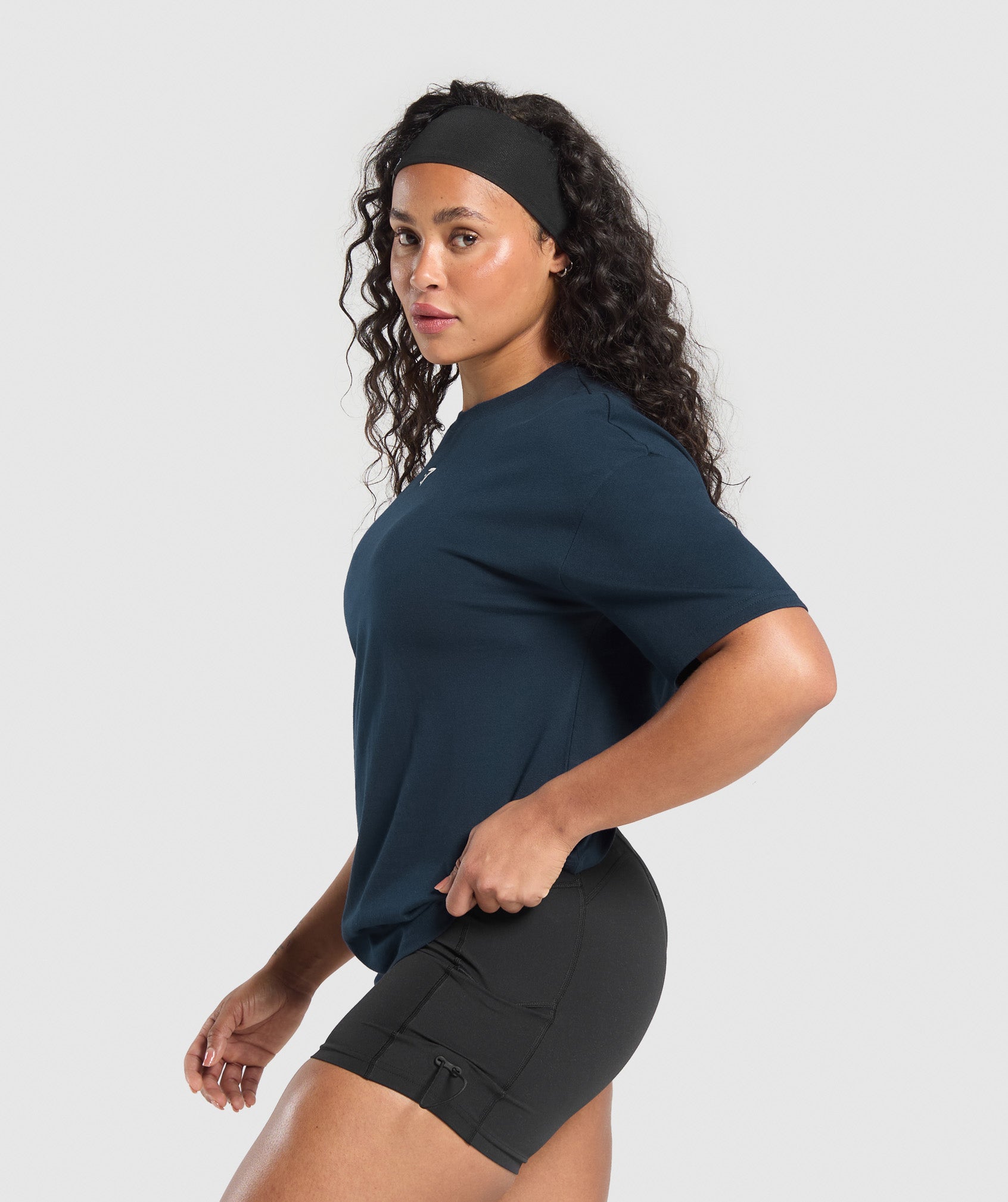GYMSHARK Gymshark Strength-Training Oversized Cotton Tee - Navy Blue 