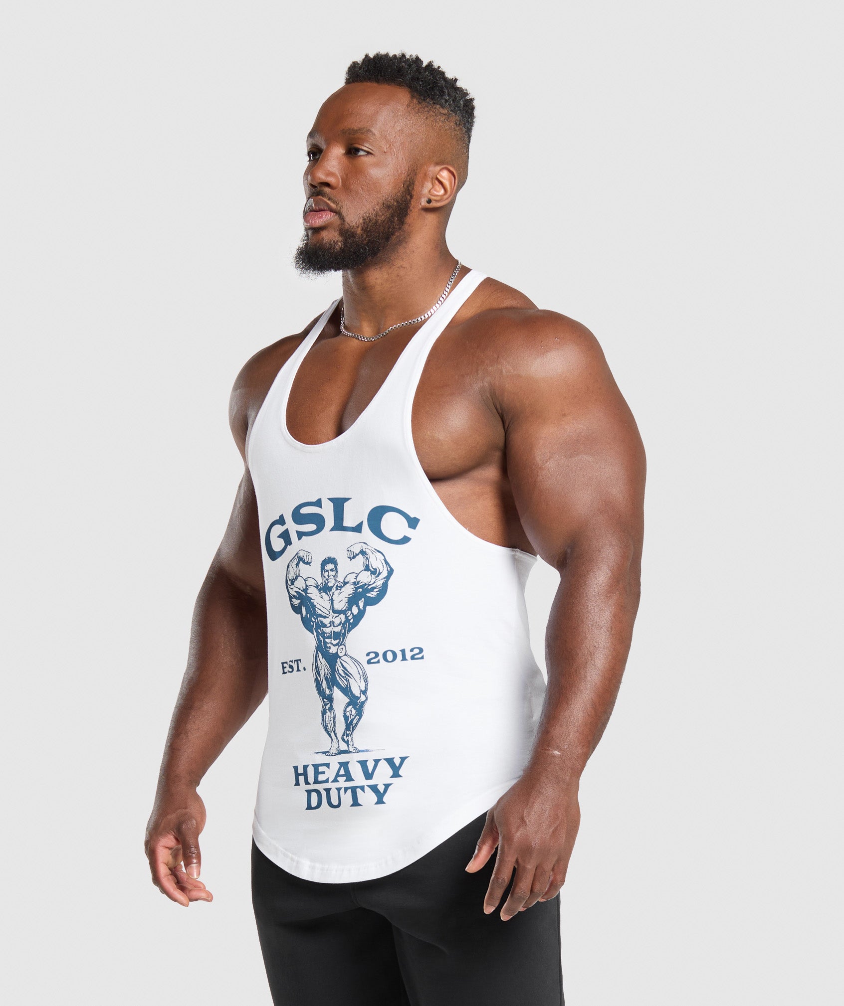 GYMSHARK Premium Reinforced Training Stringer Top - White 