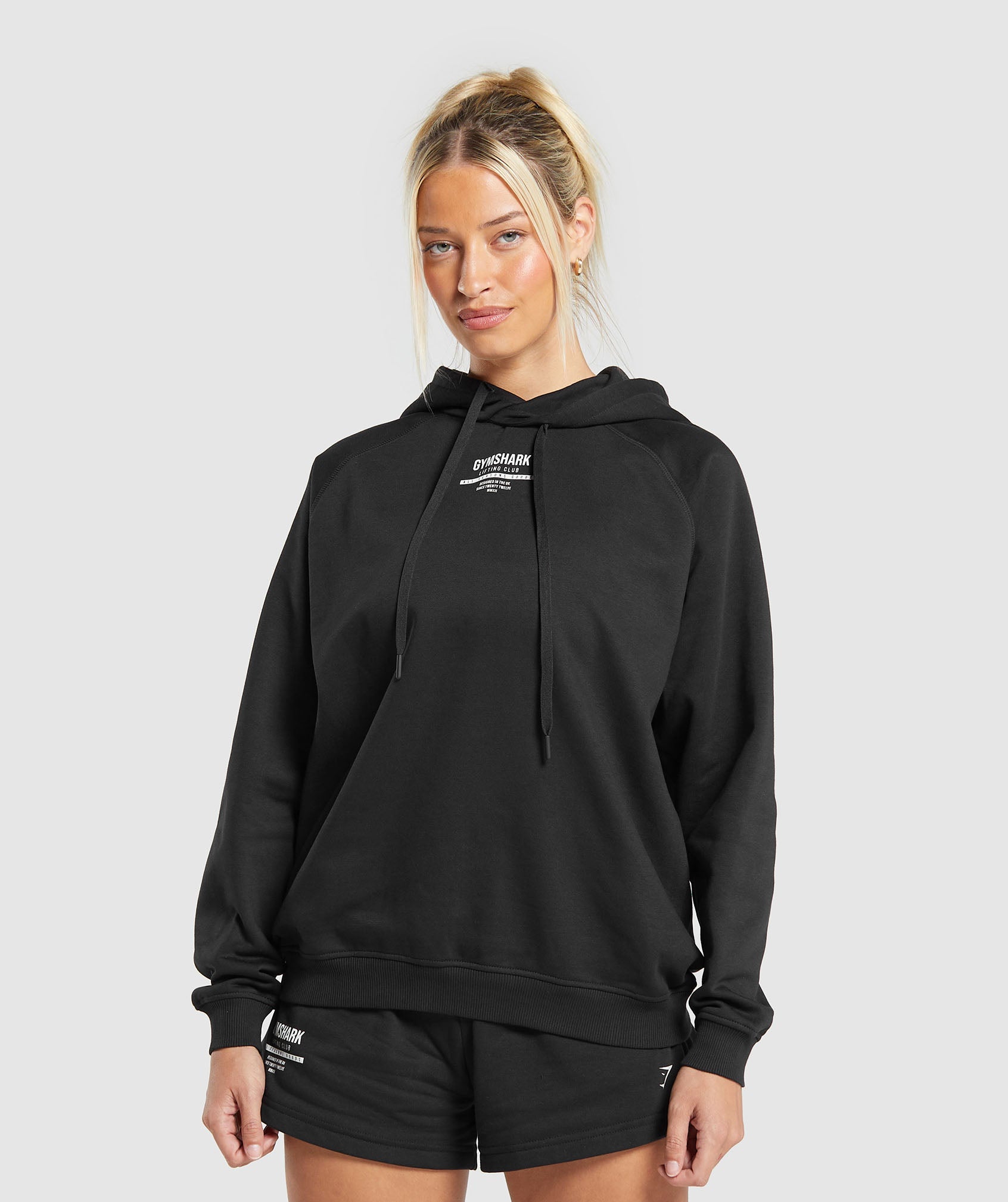 GYMSHARK Gymshark Vintage Care Label Graphic Cozy Brushed Pullover - Classic Black