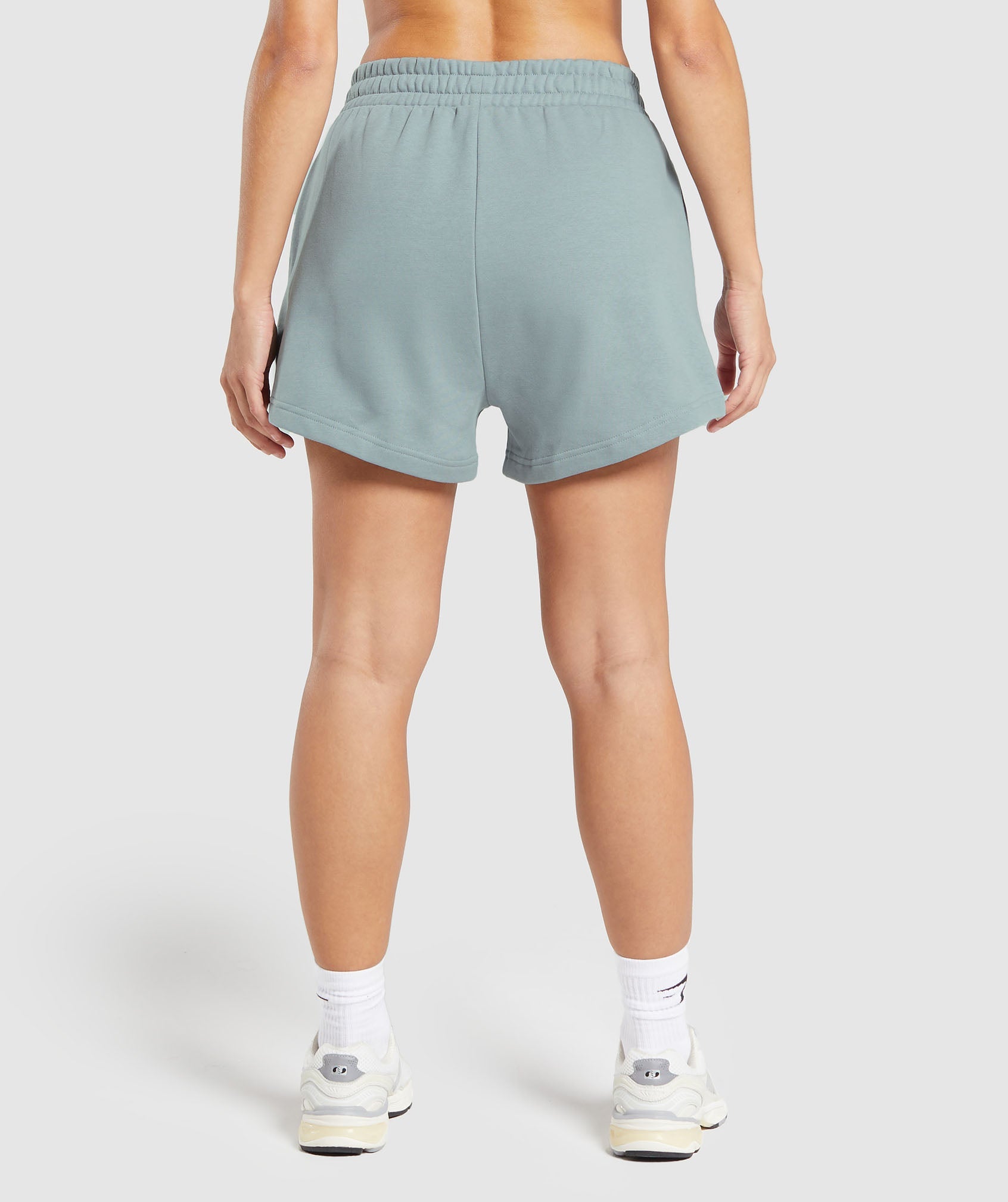 GYMSHARK Soft-Brushed Graphic Training Shorts with Care Label Detail - Stonewash Grey 