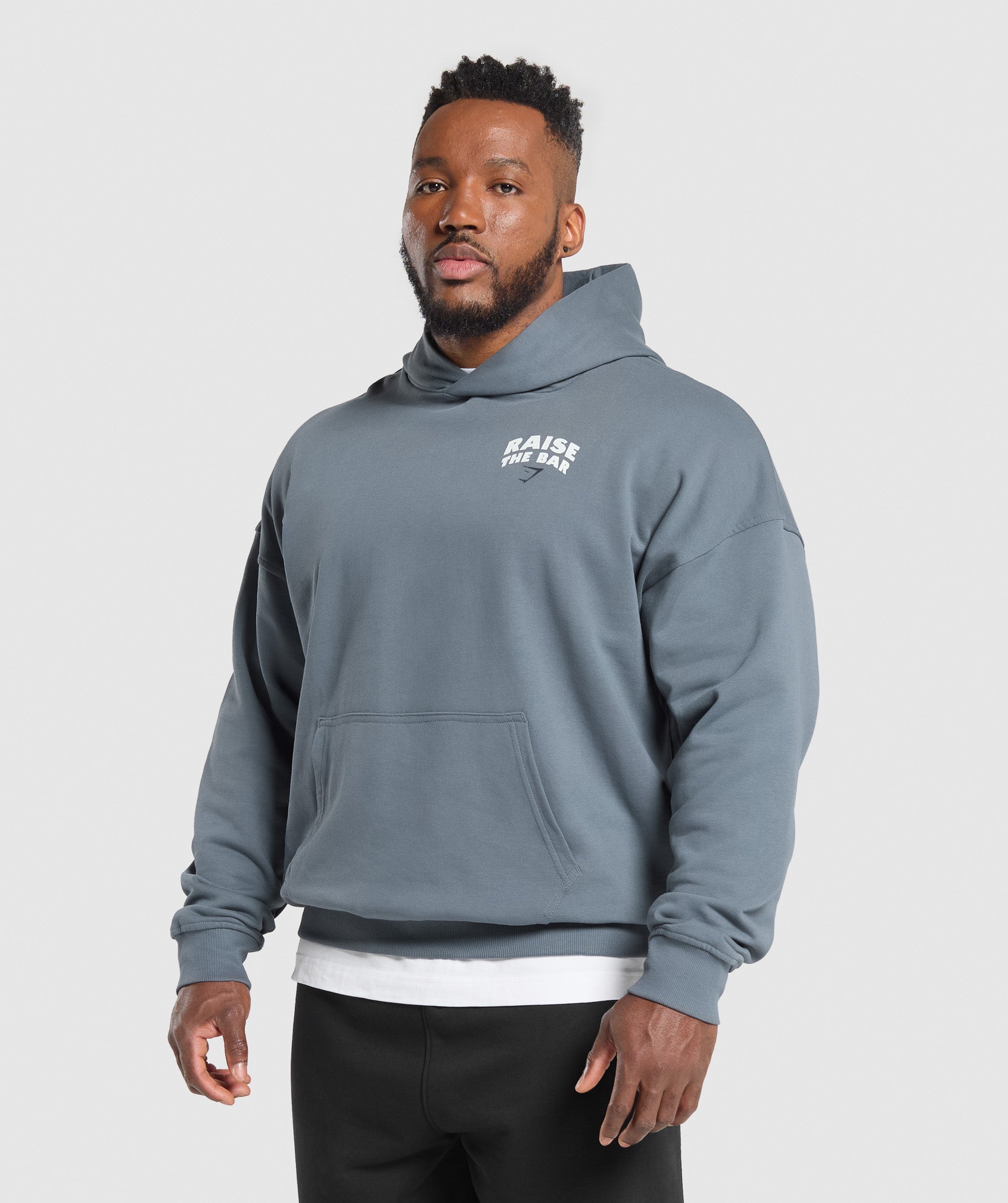 GYMSHARK Gymshark Performance-Fit Training Hooded Sweatshirt - Steel Blue 