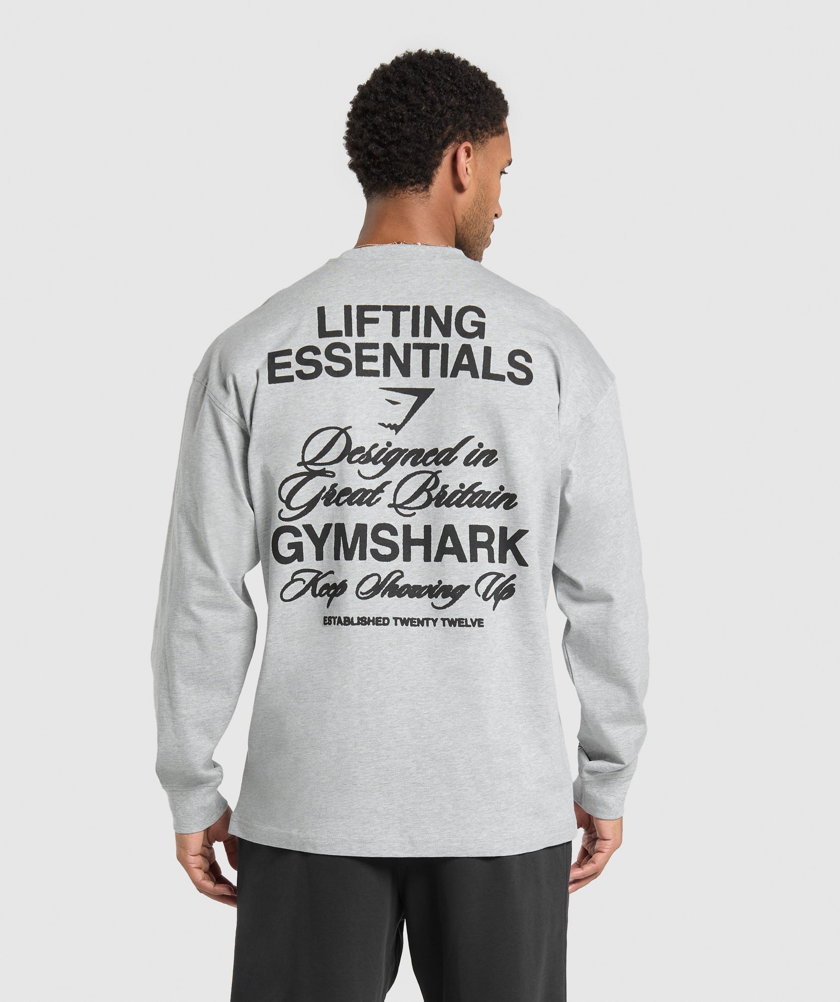 GYMSHARK Gymshark Long Sleeve Crew Neck Tee - Stone Grey Marl Blend | Comfort-Fit Cotton Jersey