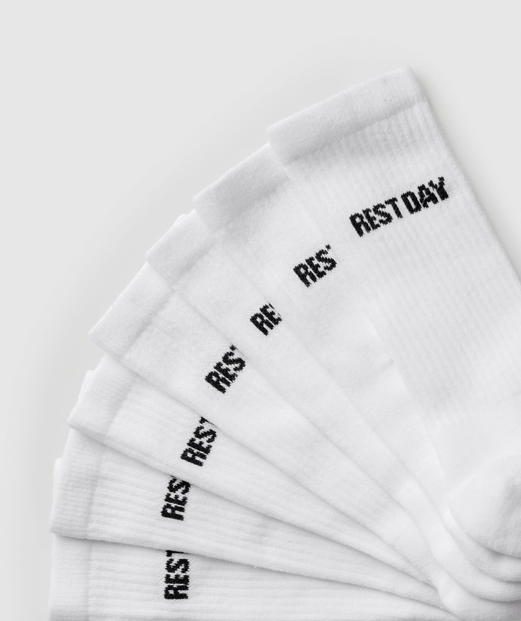 GYMSHARK Recovery Days Patterned Crew Socks 7-Pack in White 