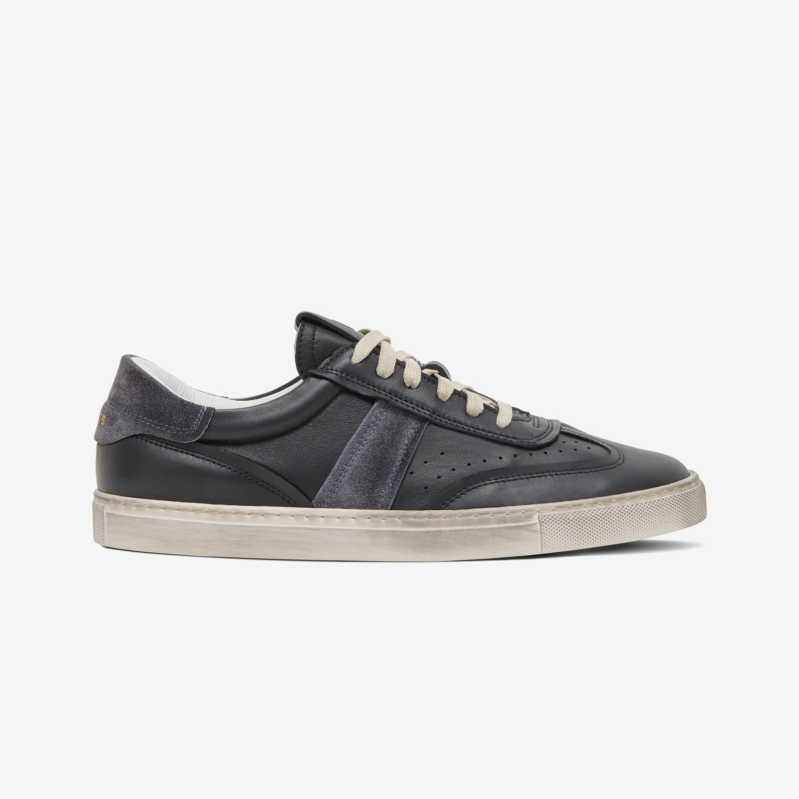 GREATS Vintage-Inspired Distressed Leather Sneakers - Charcoal & Slate Colorway