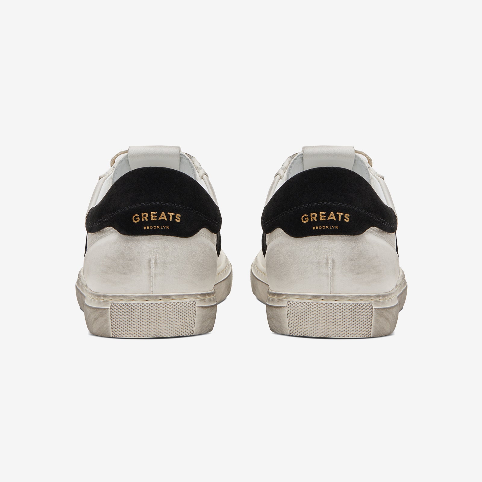 GREATS Vintage Wash Charlie Sneakers | Distressed Leather Men's Shoes in Cream & Onyx 