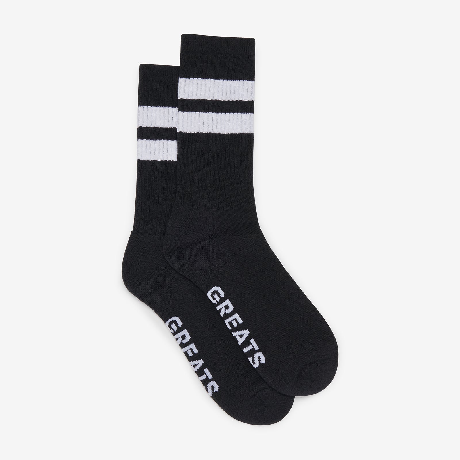 GREATS Sport-Stripe Athletic Crew Socks - Jet Black