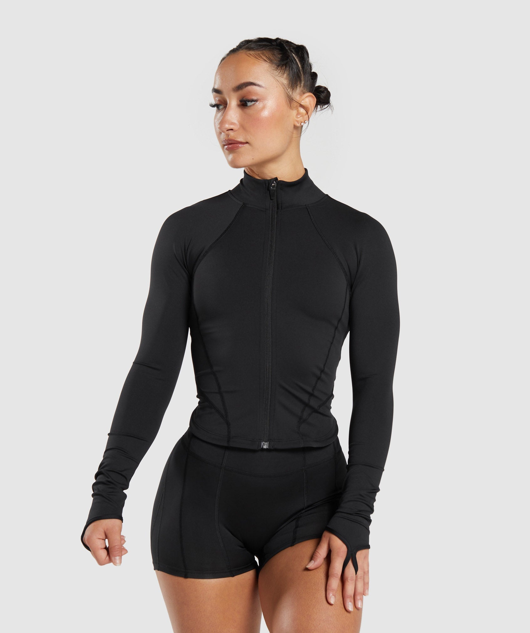 GYMSHARK GS Midweight Performance-Fit Zip Hoodie in Midnight Black