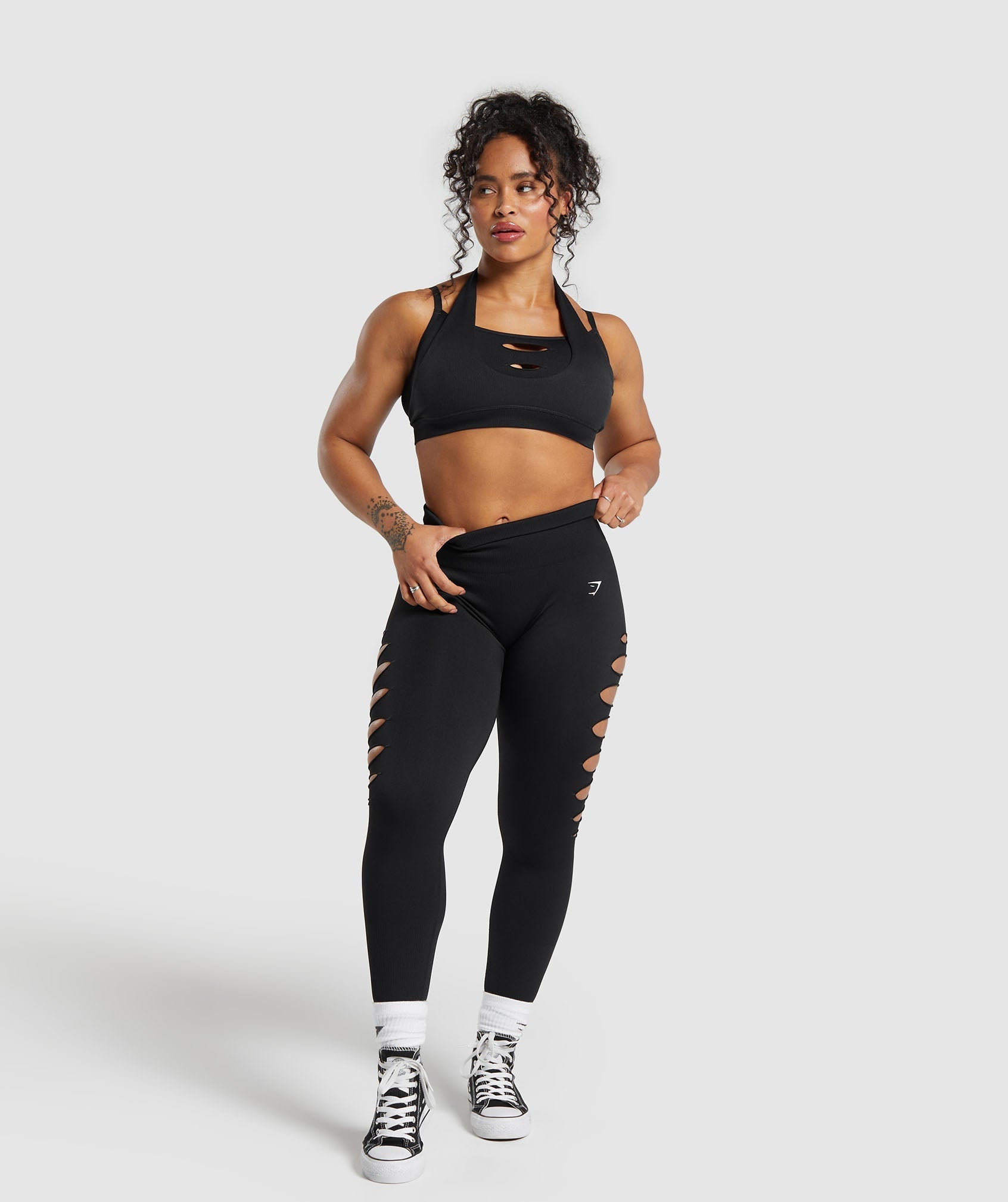 GYMSHARK StrengthFlex Ripped Seamless Workout Leggings - Classic Black 