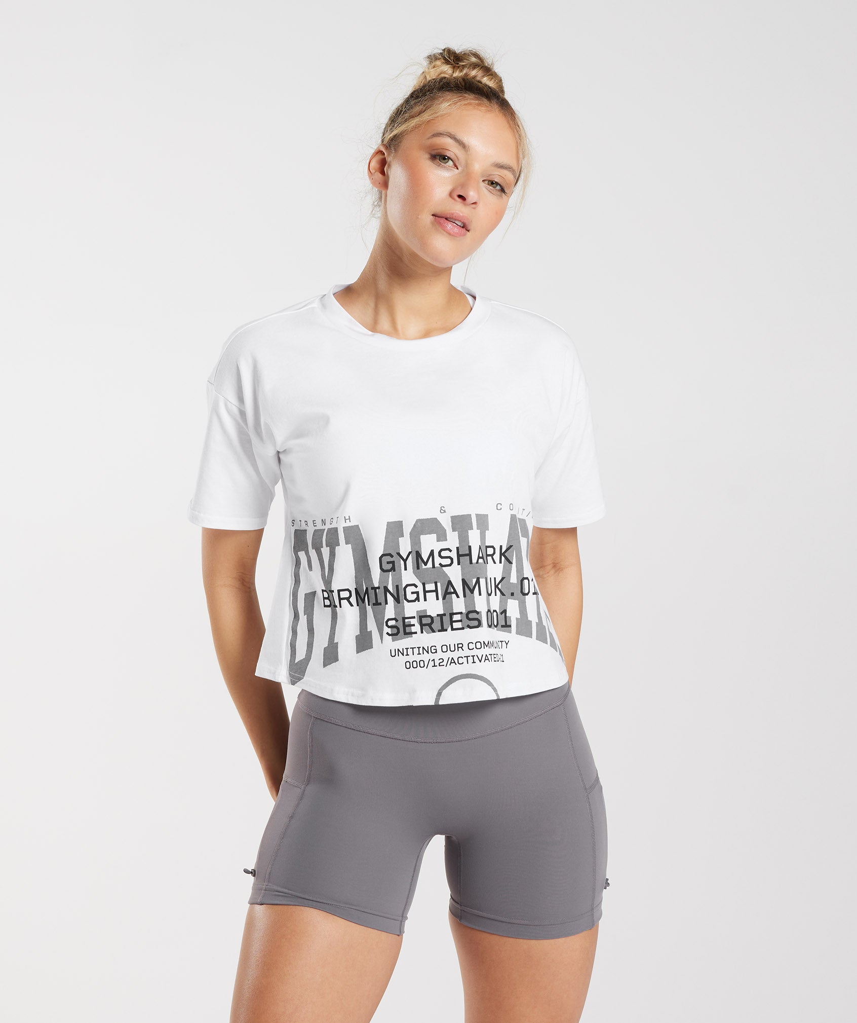 GYMSHARK Athletic College Mid-Length Workout Tee - Bright White