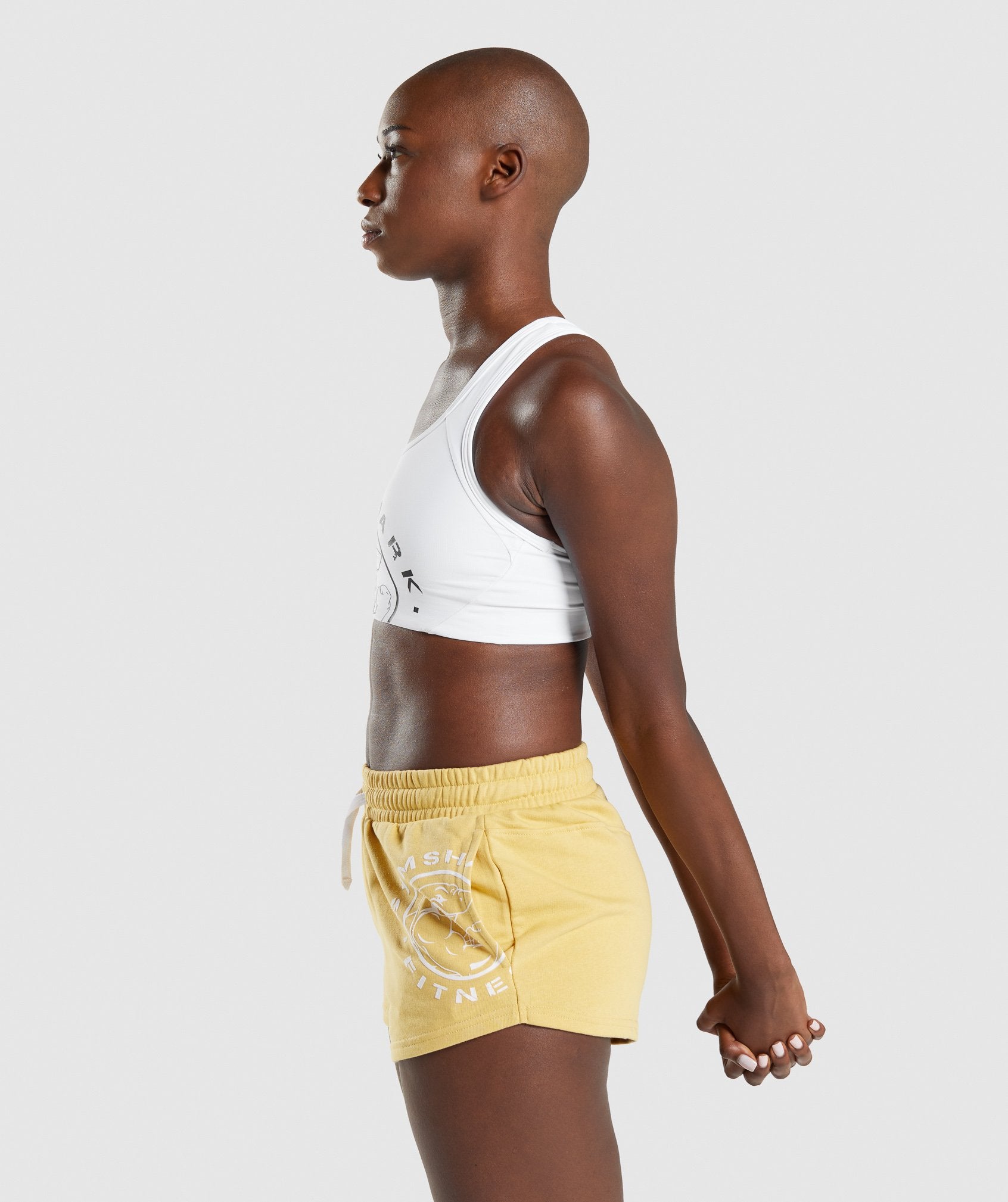 GYMSHARK Retro Design Performance Sports Bra - Comfort Fit White 