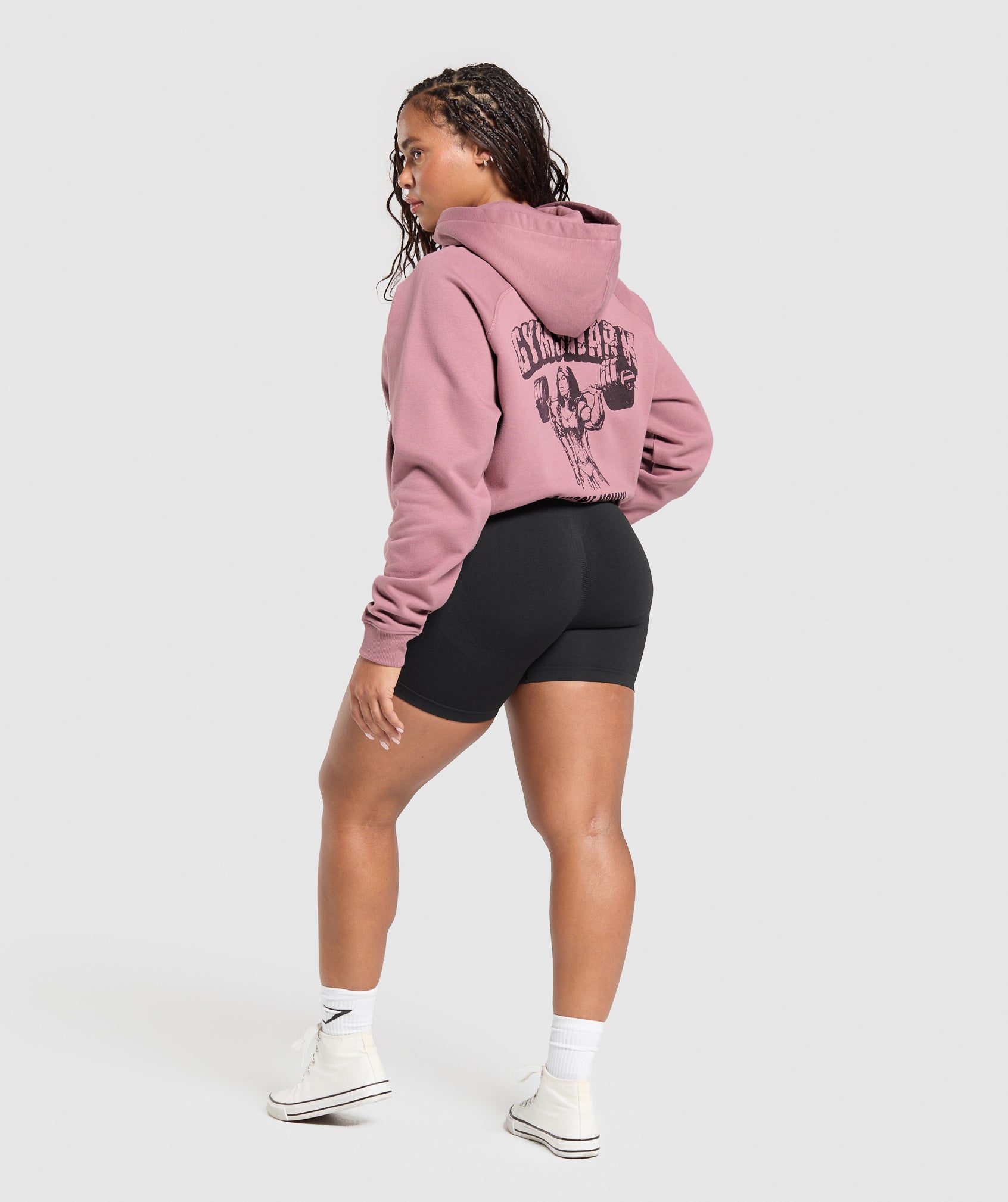 GYMSHARK Gymshark Fierce Mama Muscle Graphic Hooded Sweatshirt - Dusty Rose Pink