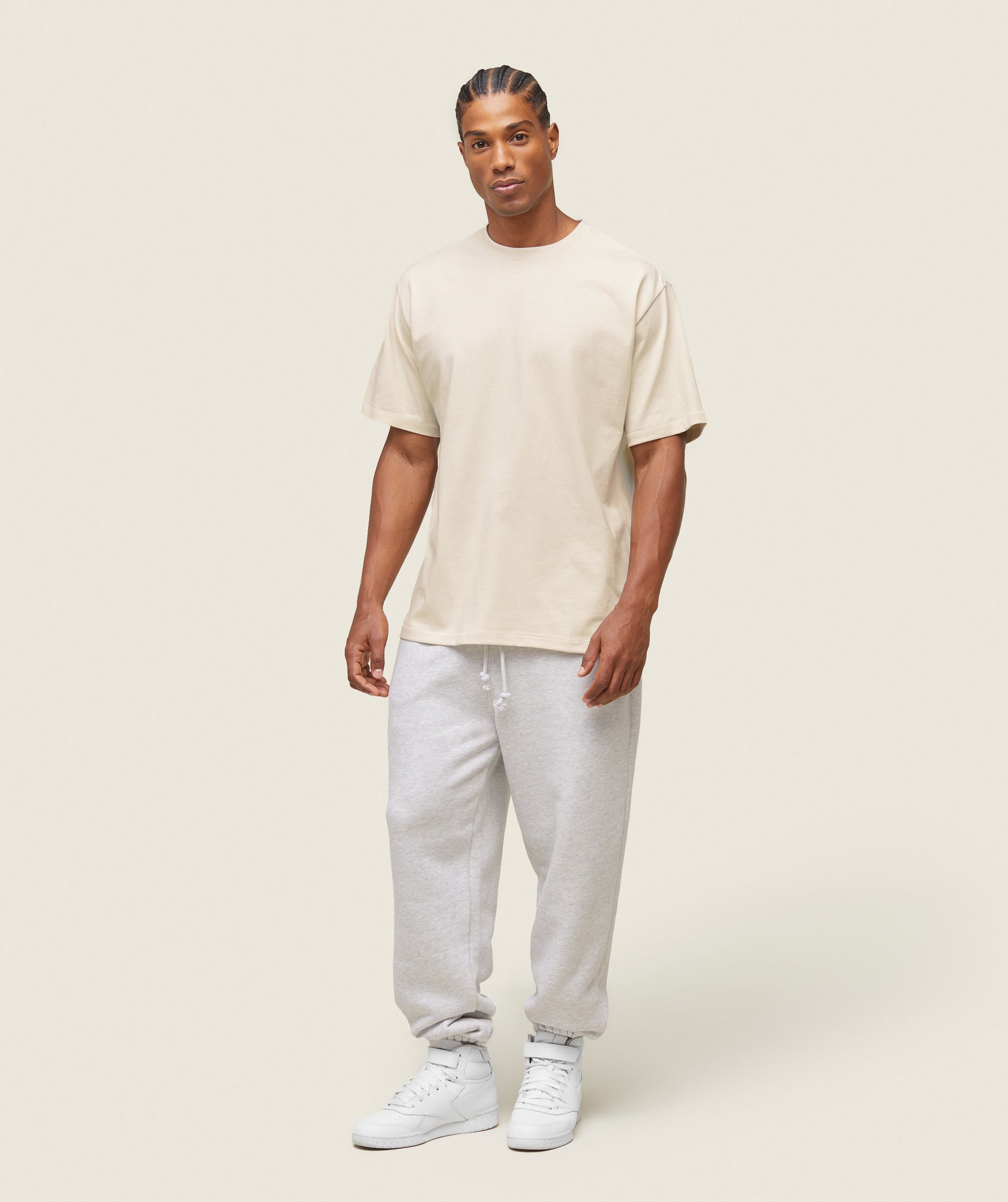 GYMSHARK Gymshark Everyday Relaxed Fit Soft Cotton Tee - Oat White Heather 