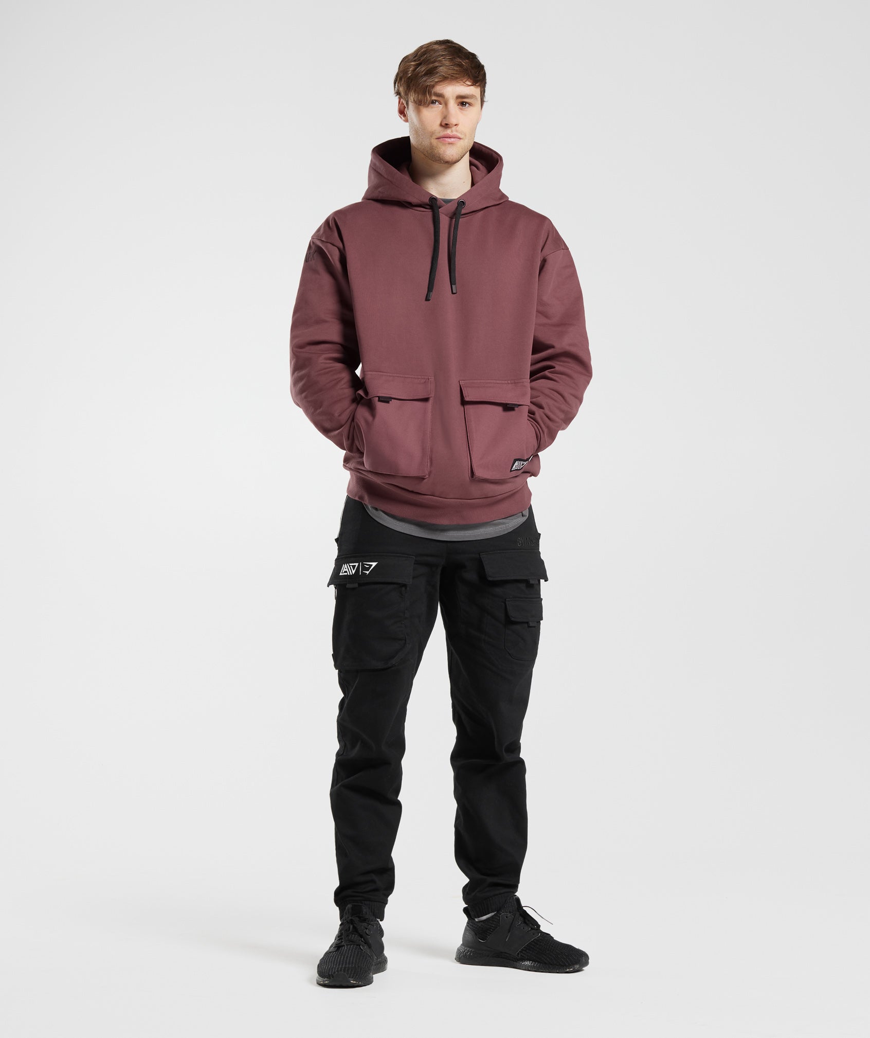 GYMSHARK GS COLLAB David Laid Premium Hoodie - Rich Magenta Brown Blend 