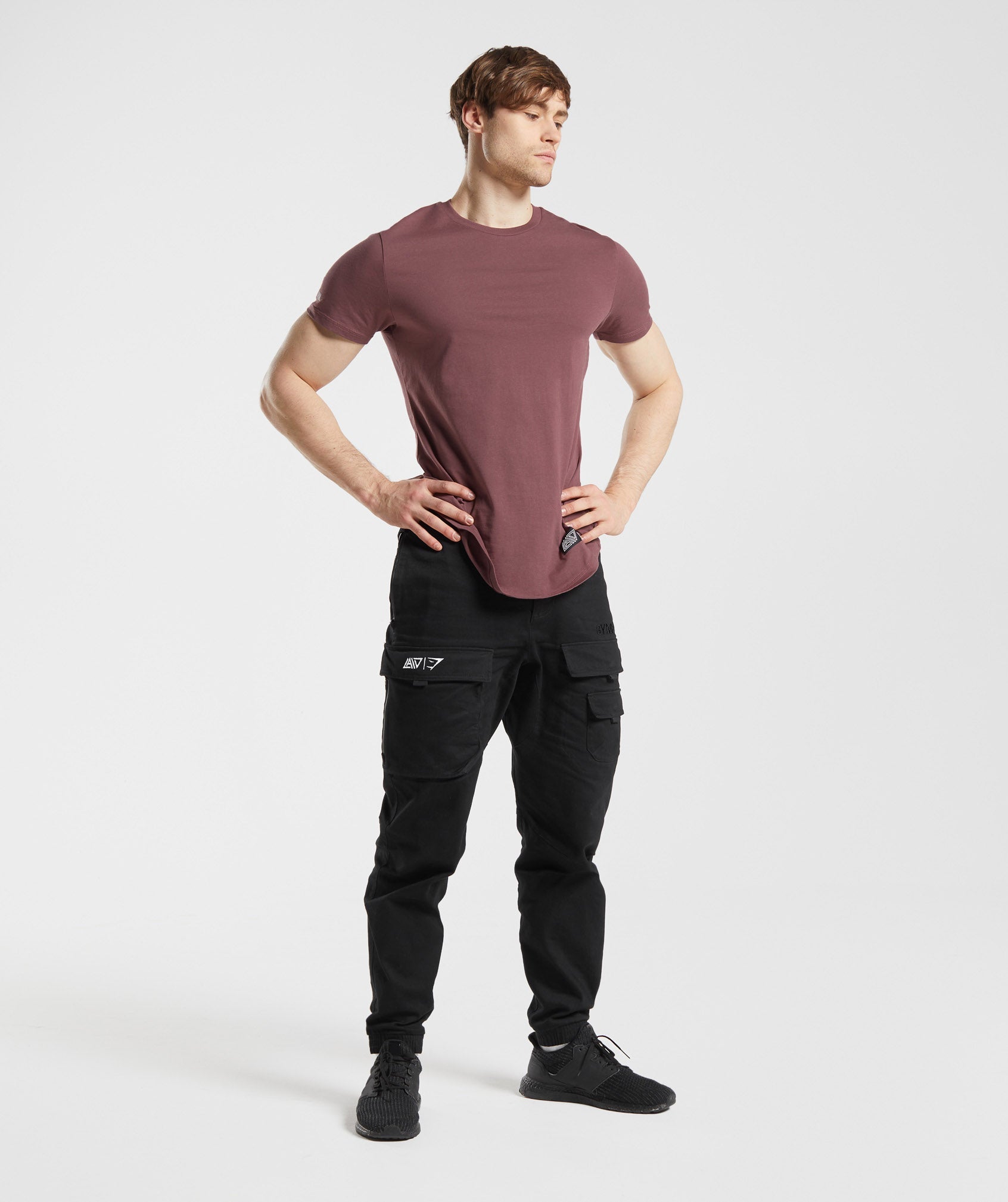 GYMSHARK GS David Laid Collab Tee - Rich Magenta & Earthy Brown 