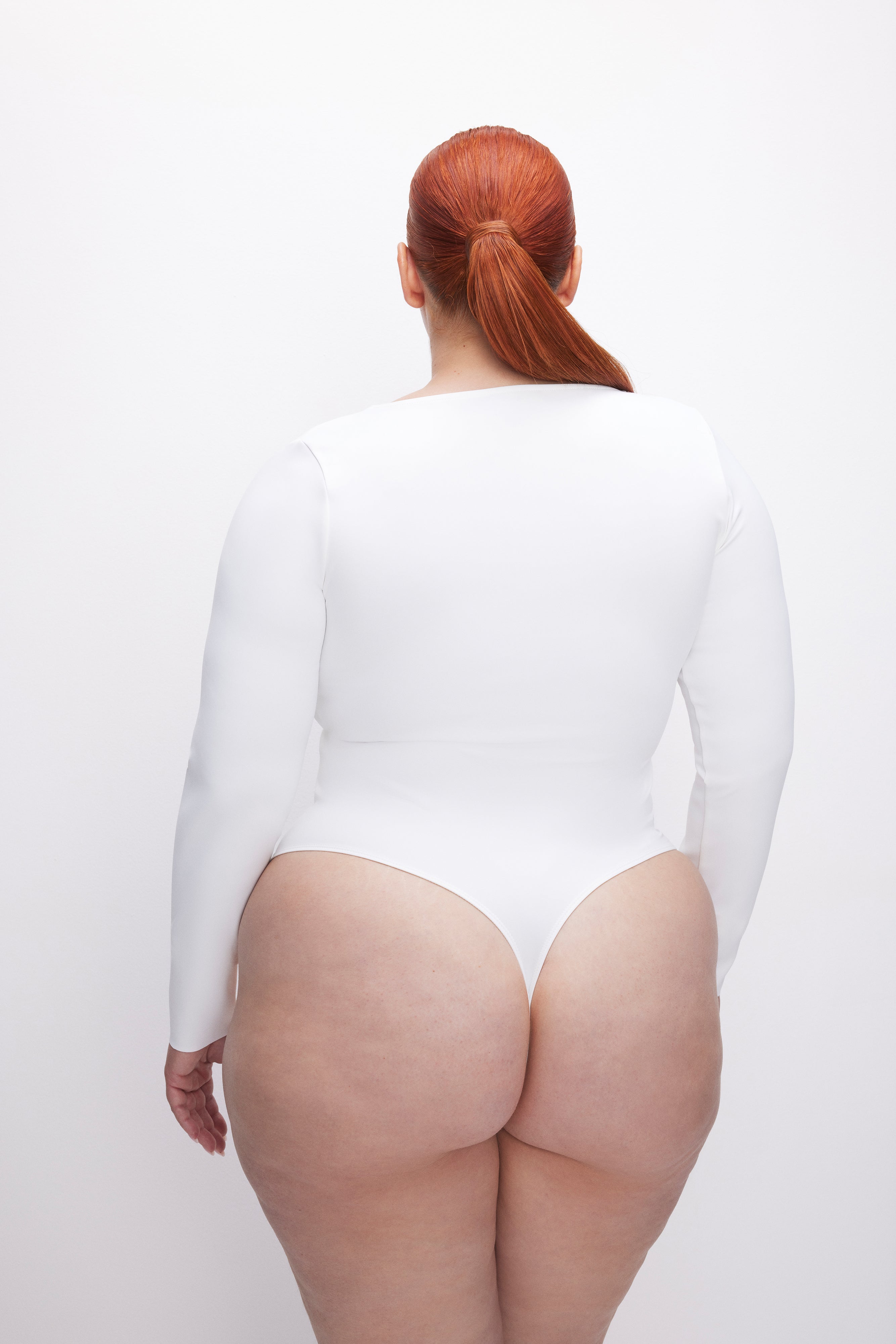GOOD AMERICAN Women's Ribbed Diving Suit | Sleek Scoop Neck Bodysuit in Snow White