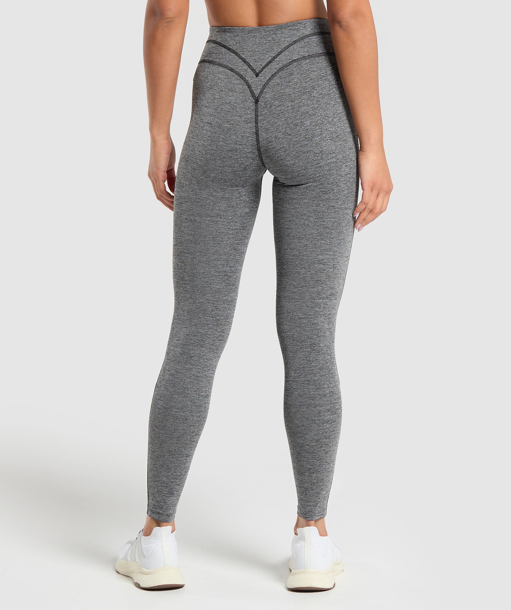 GYMSHARK Marl Heart Print High-Waisted Leggings - Ultra-Soft Workout Pants for Women in Classic Black 