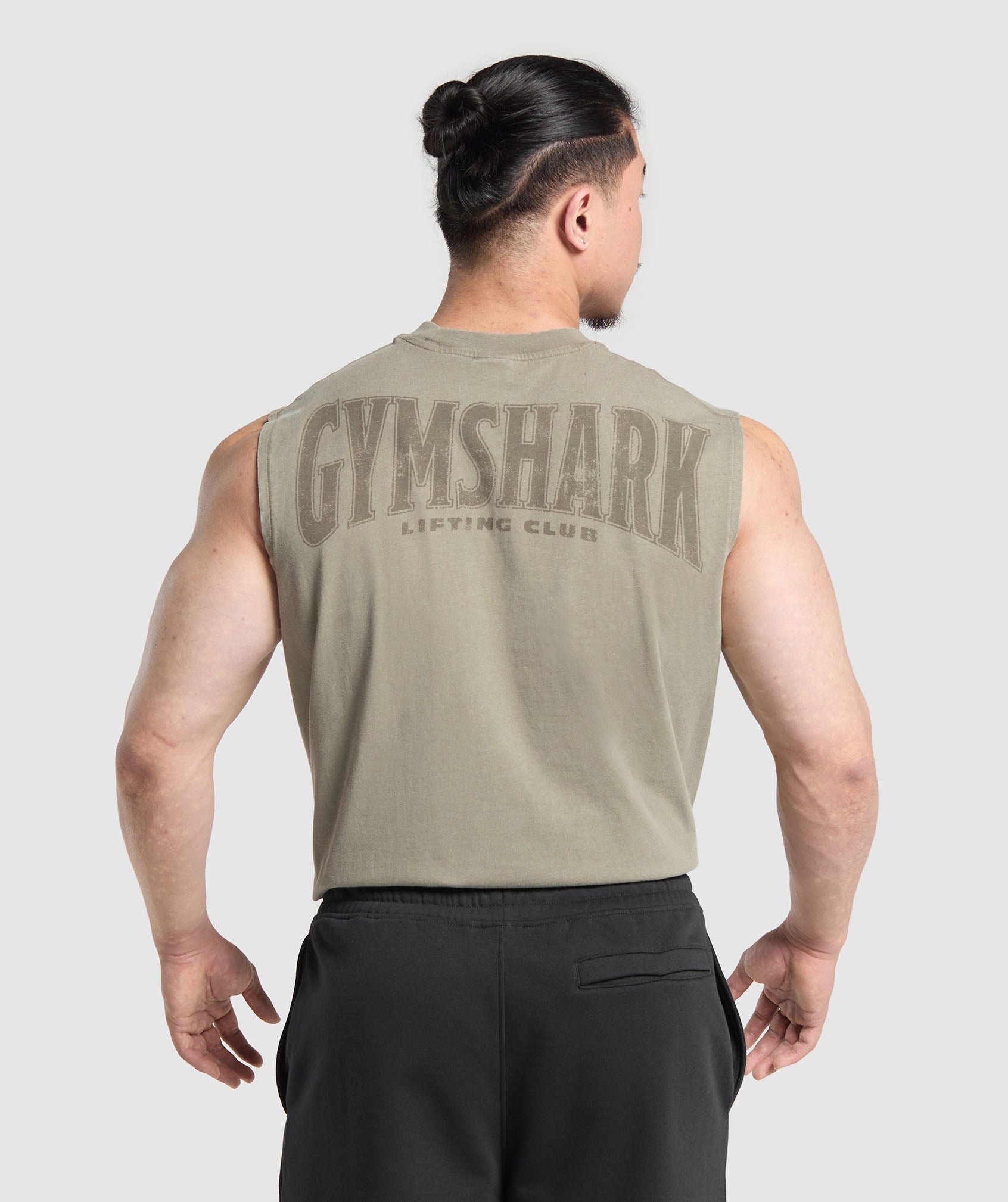 GYMSHARK Gymshark Vintage-Inspired Sleeveless Tank - Acid Wash/Utility Green Small Workout Tee