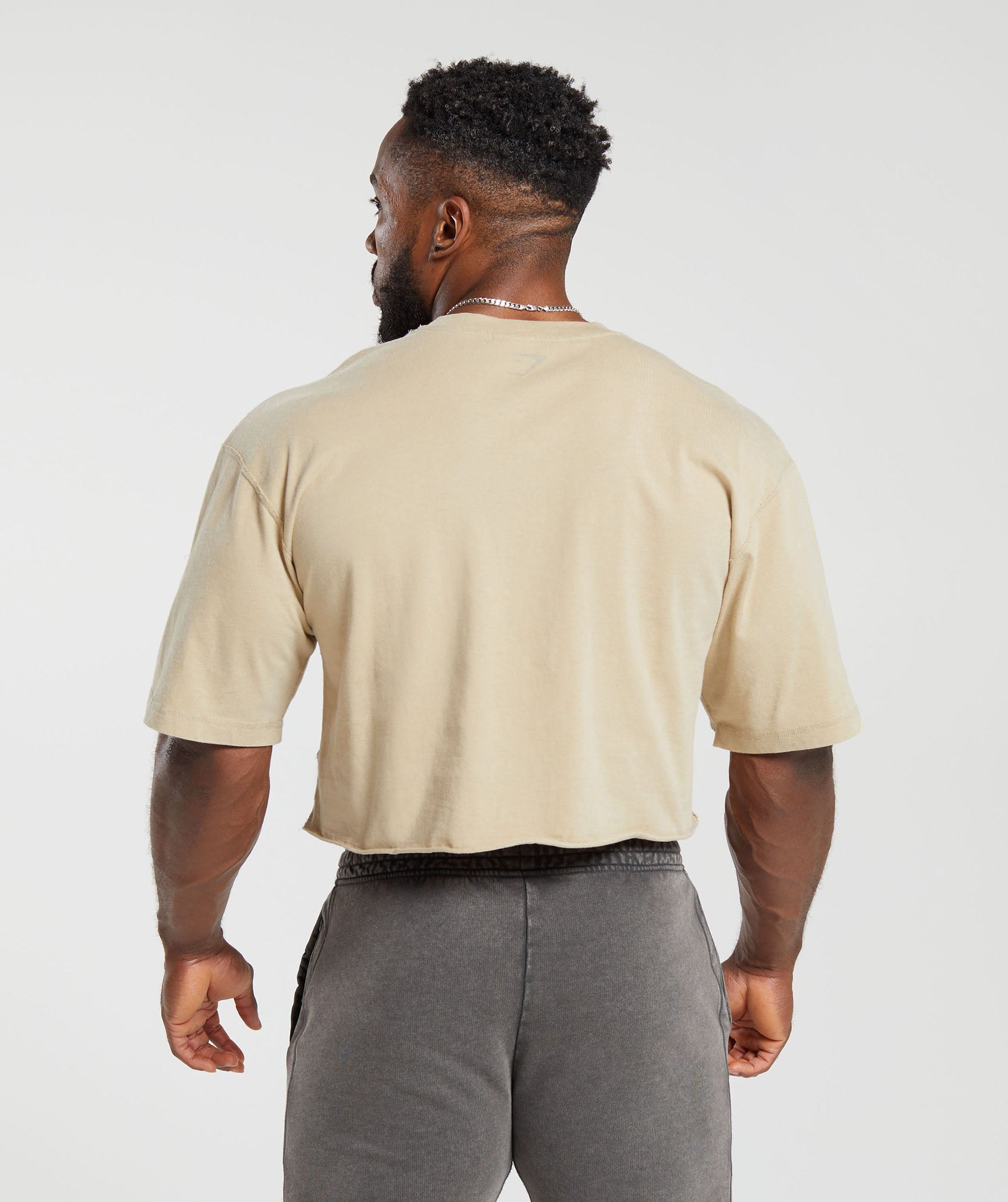 GYMSHARK Vintage Wash Cropped Tee - Soft Desert Beige 