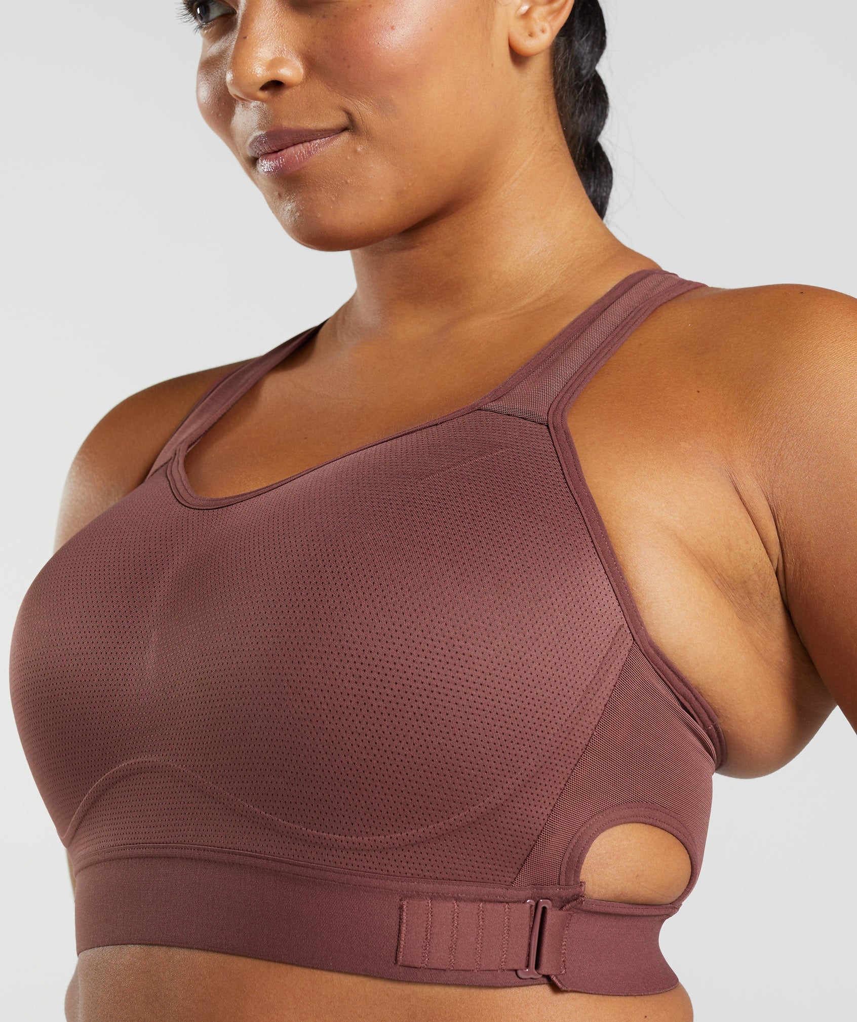 GYMSHARK GYMSHARK High-Impact Racerback Bra for Intense Workouts - B/C to E/F Cup Support in Rich Cherry Brown 