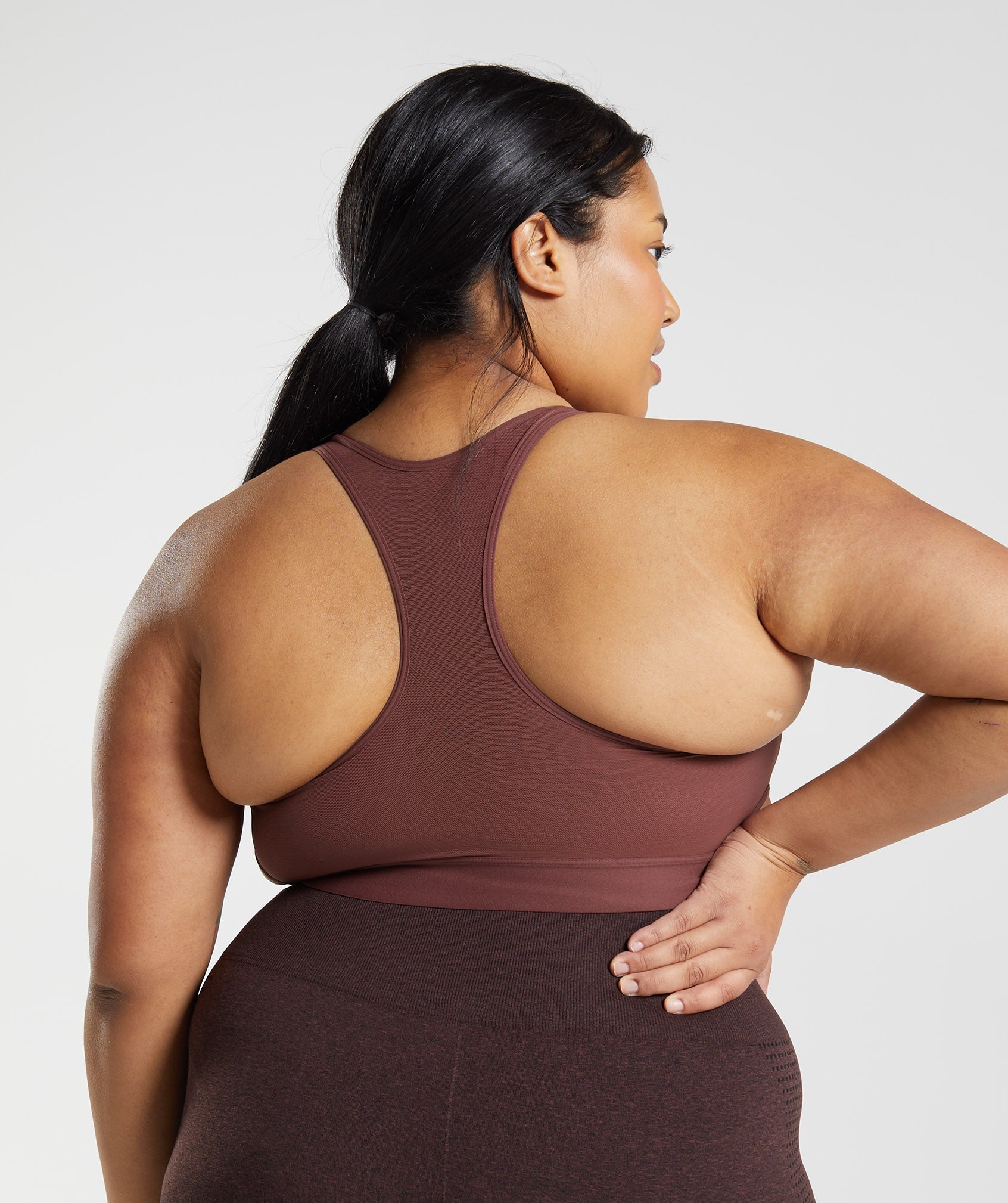 GYMSHARK GYMSHARK High-Impact Racerback Bra for Intense Workouts - B/C to E/F Cup Support in Rich Cherry Brown 