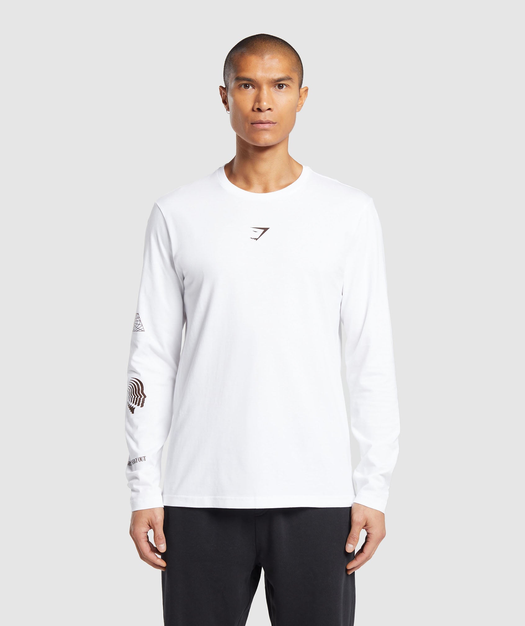 GYMSHARK Performance-Fit Hybrid Wellness Long-Sleeve Top with Breathable Fabric - Crisp White 