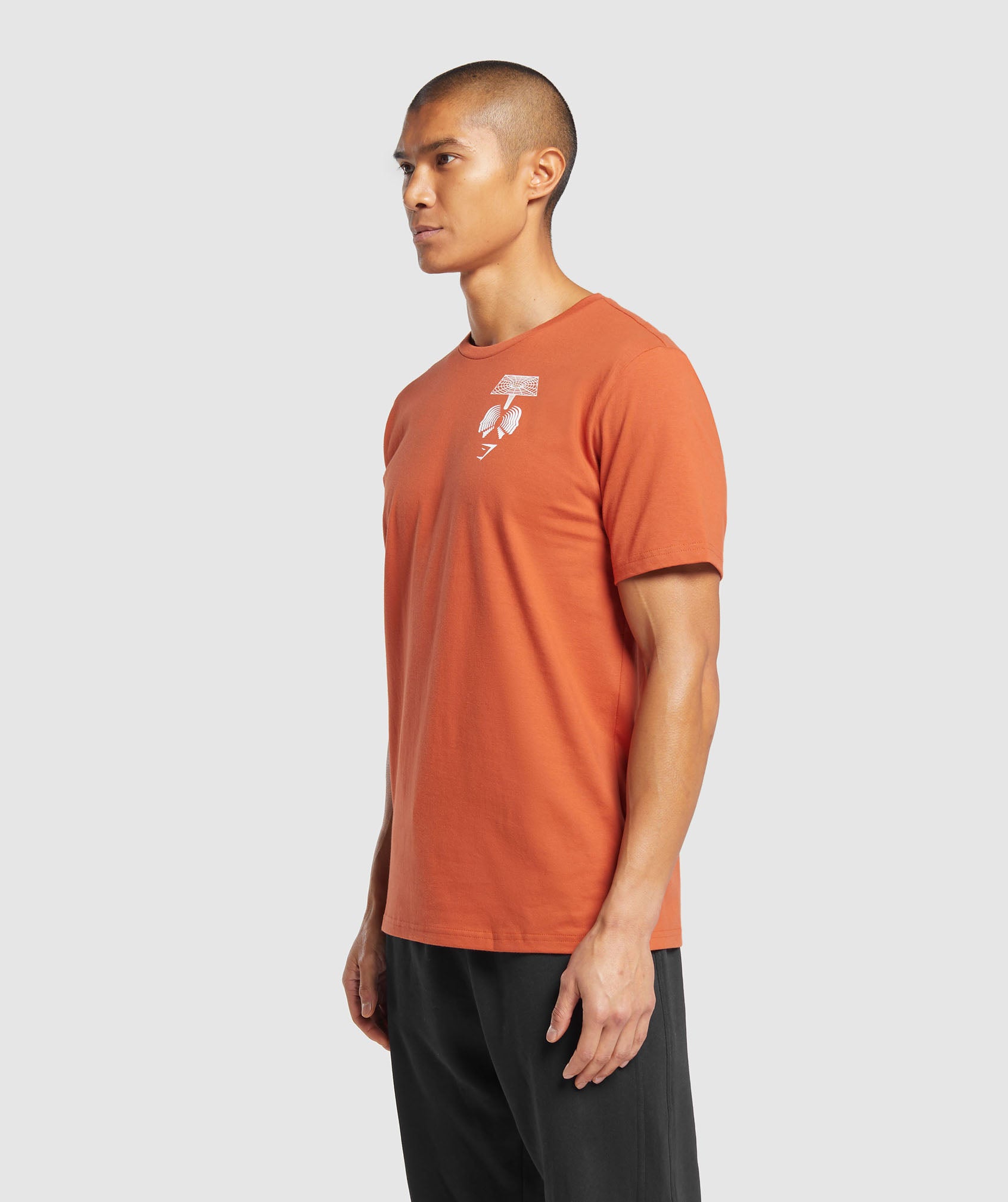 GYMSHARK Gymshark ActiveFit Hybrid Crewneck - Breathable Rust Orange Wellness Tee 