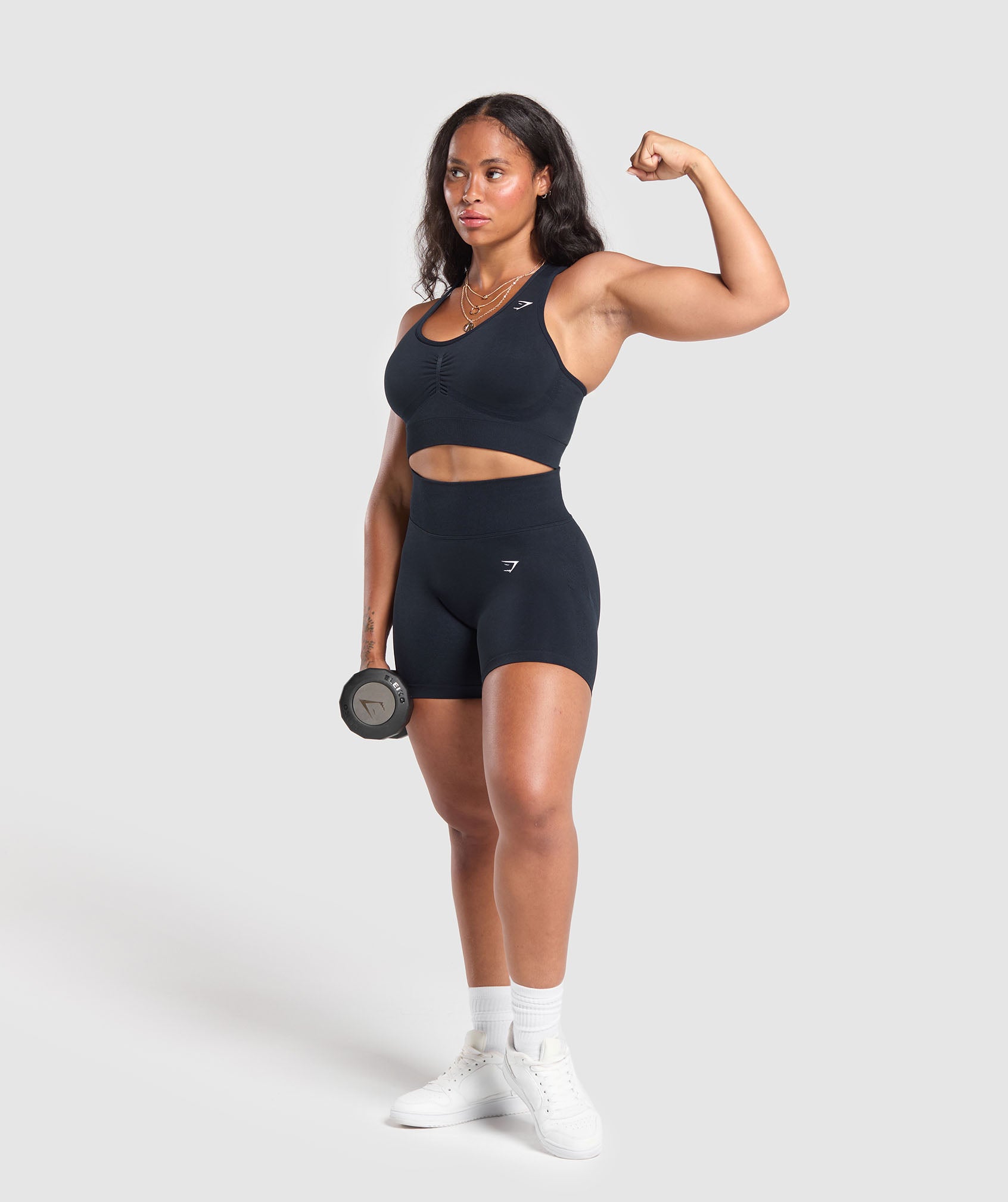 GYMSHARK Lift Seamless Training Bra - Midnight Navy & Heather Charcoal 