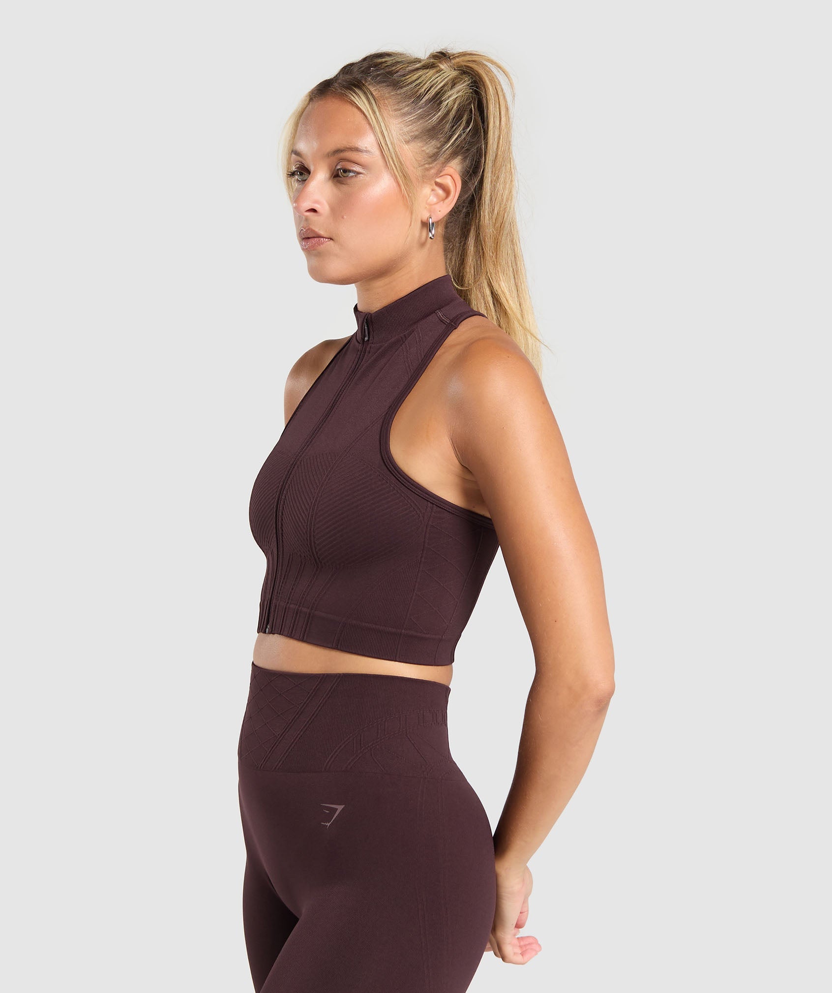 GYMSHARK Gymshark Sculpt Seamless Cropped Tank - Vintage Brown 