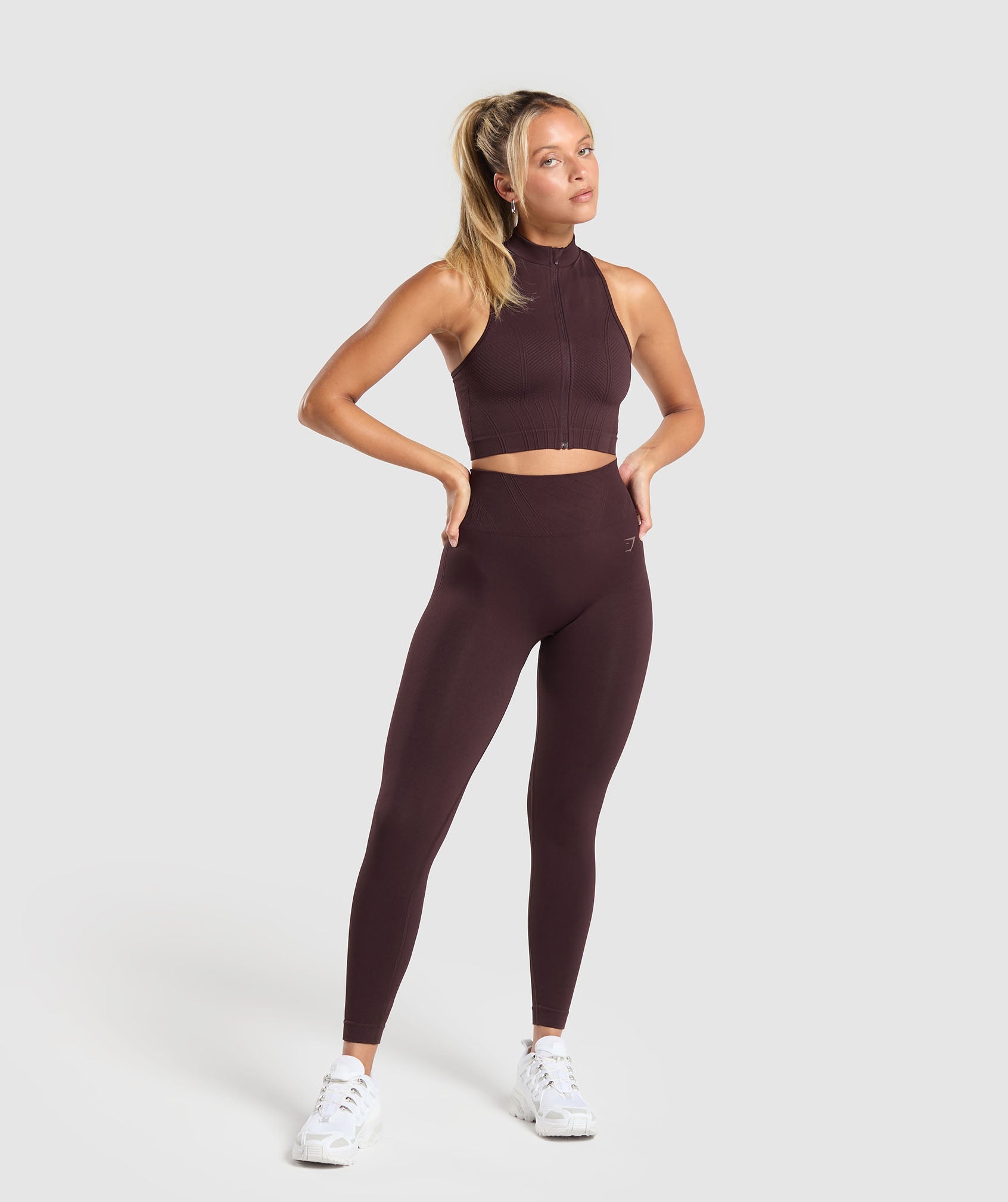 GYMSHARK Gymshark Sculpt Seamless Cropped Tank - Vintage Brown 
