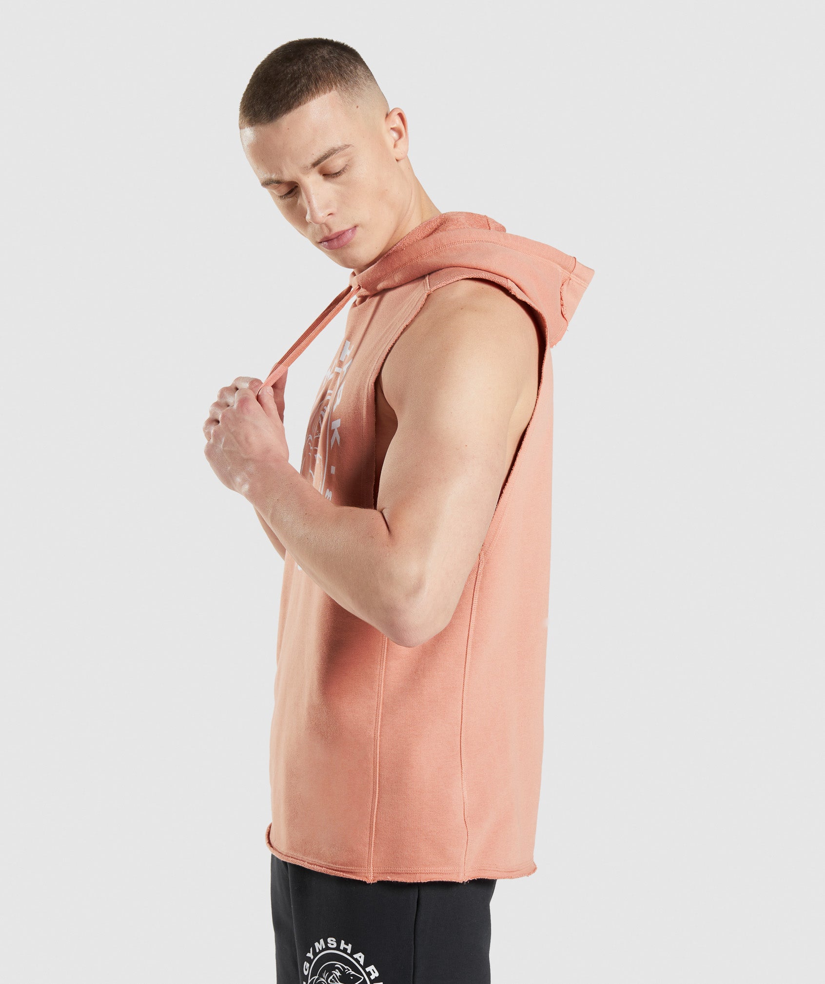GYMSHARK Gymshark LEGACY CUT-OUT SLEEVE HOODIE IN NEVADA PINK SOFT FLEECE 