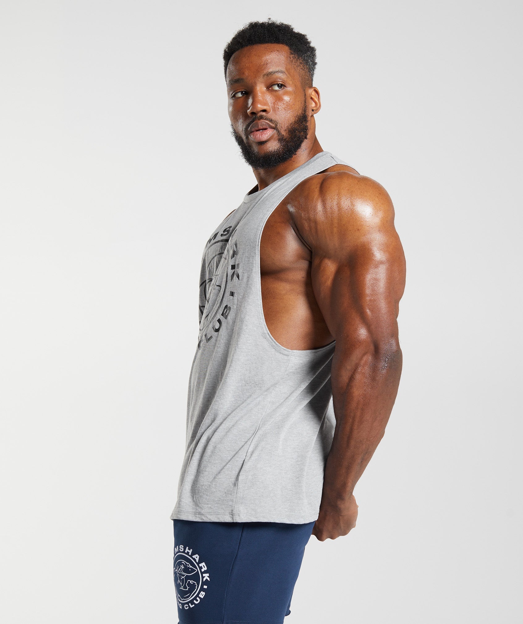 GYMSHARK GYMSHARK Performance Tank - Core Marl Light Grey Sleeveless Workout Top