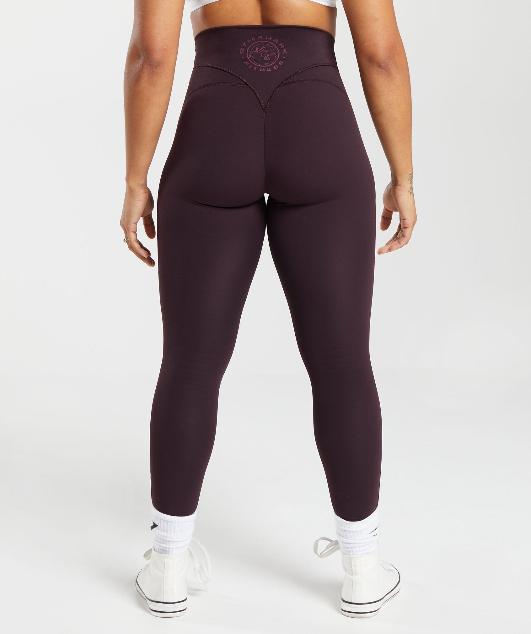 GYMSHARK Heritage Classic High-Waisted Leggings - Deep Plum Brown 