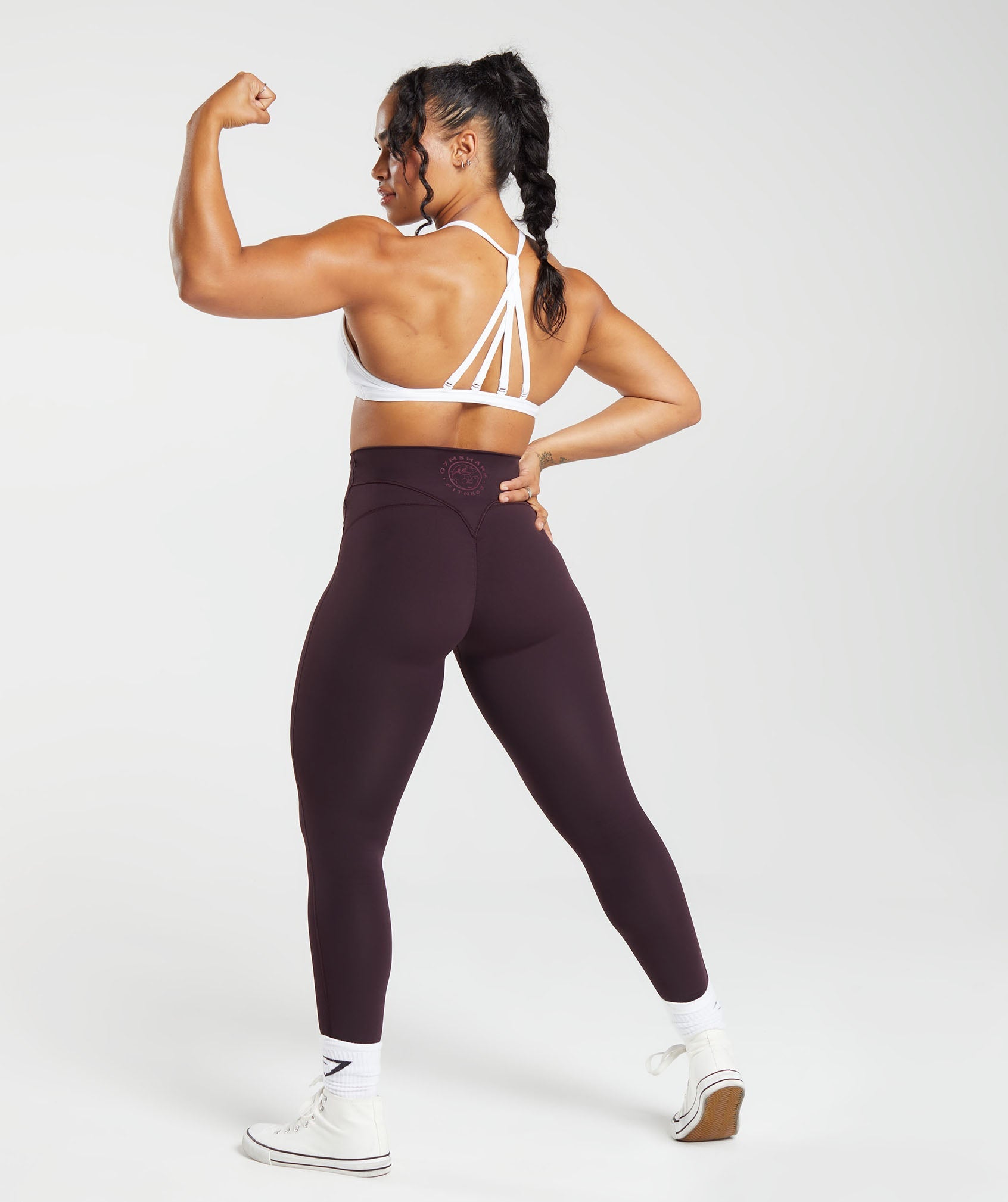 GYMSHARK Heritage Classic High-Waisted Leggings - Deep Plum Brown 