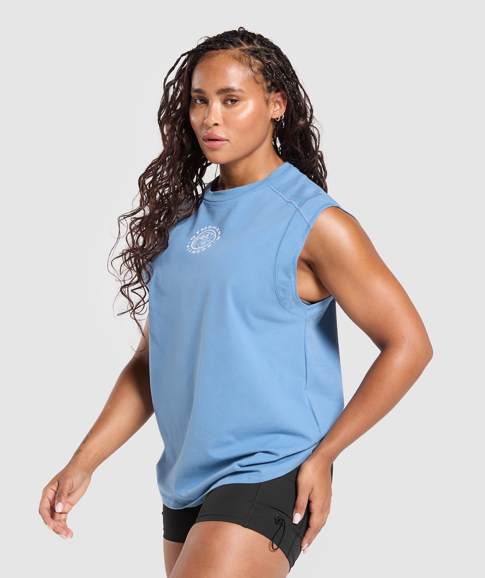 GYMSHARK Legacy Emblem Fitness Tank - Vintage Ocean Blue 