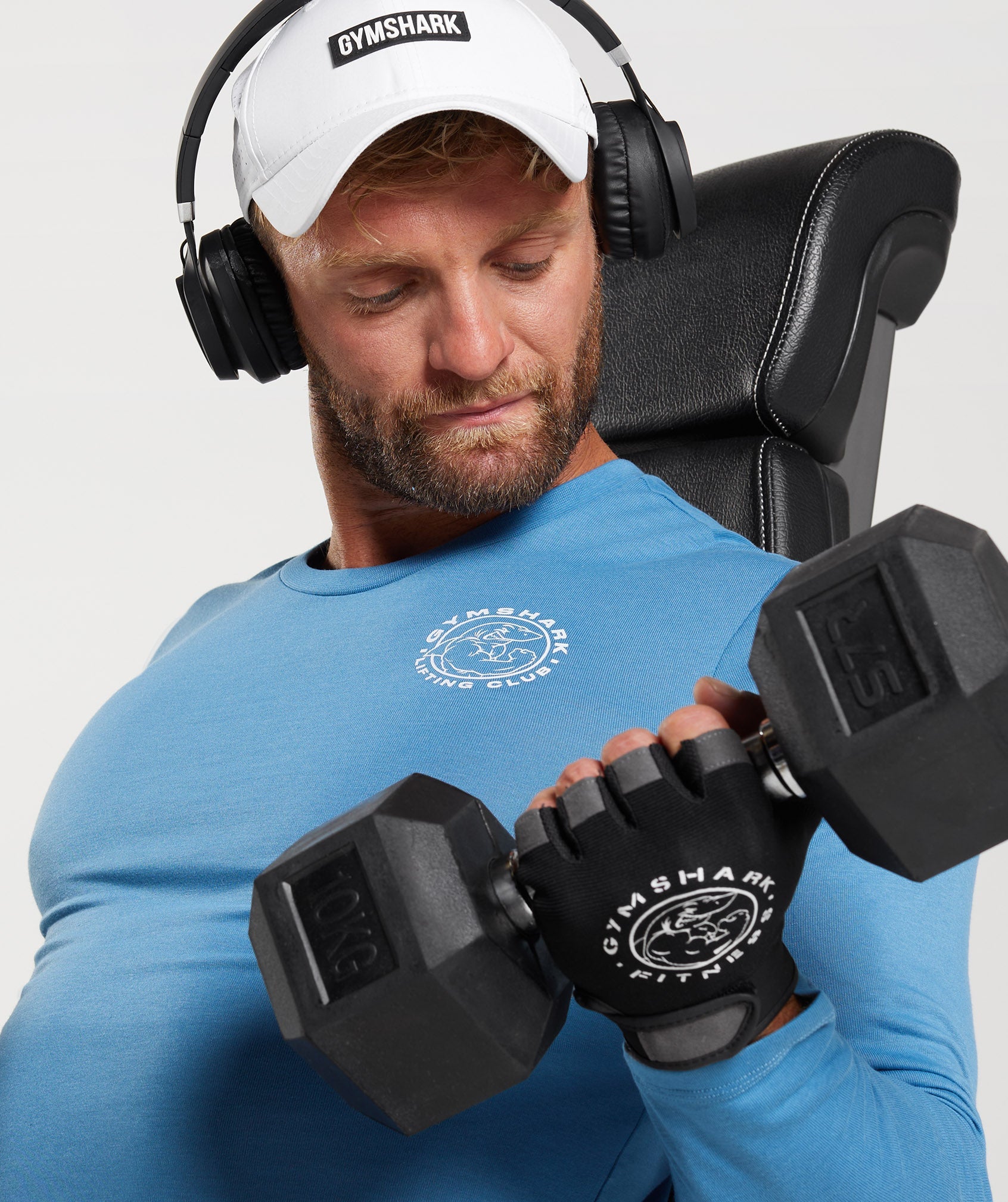GYMSHARK Legacy Long Sleeve Crew Neck Tee - Premium Ocean Wave Blue 
