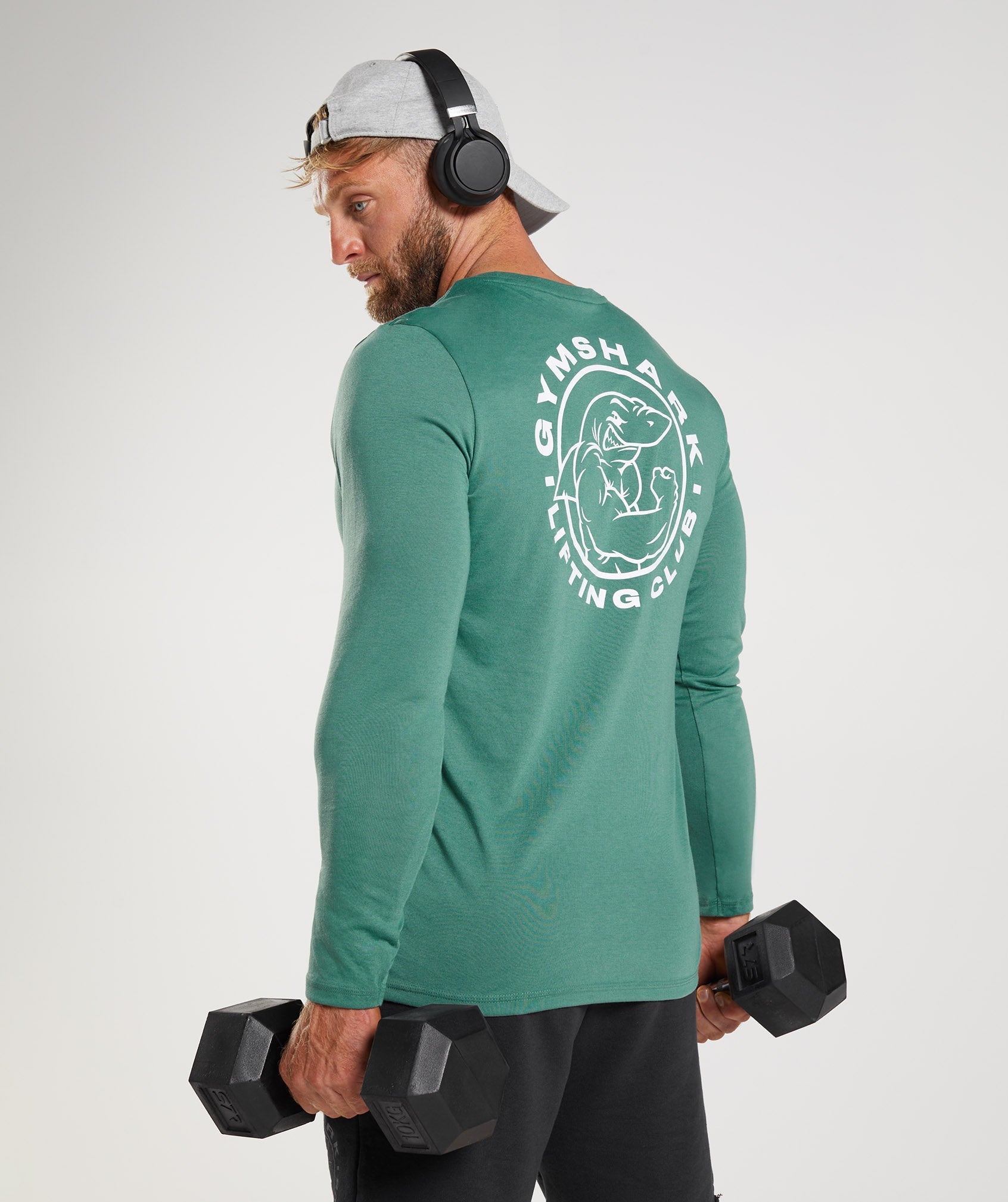 GYMSHARK Gymshark Heritage Long Sleeve Crew Neck | Hoya Green Athletic Tee 
