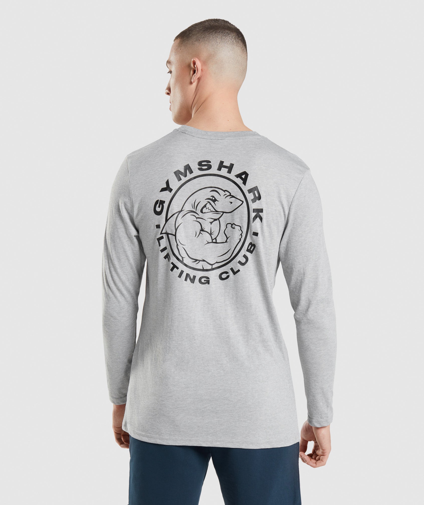 GYMSHARK Gymshark Heritage Long Sleeve Crewneck Tee - Core Marl Heather Grey 