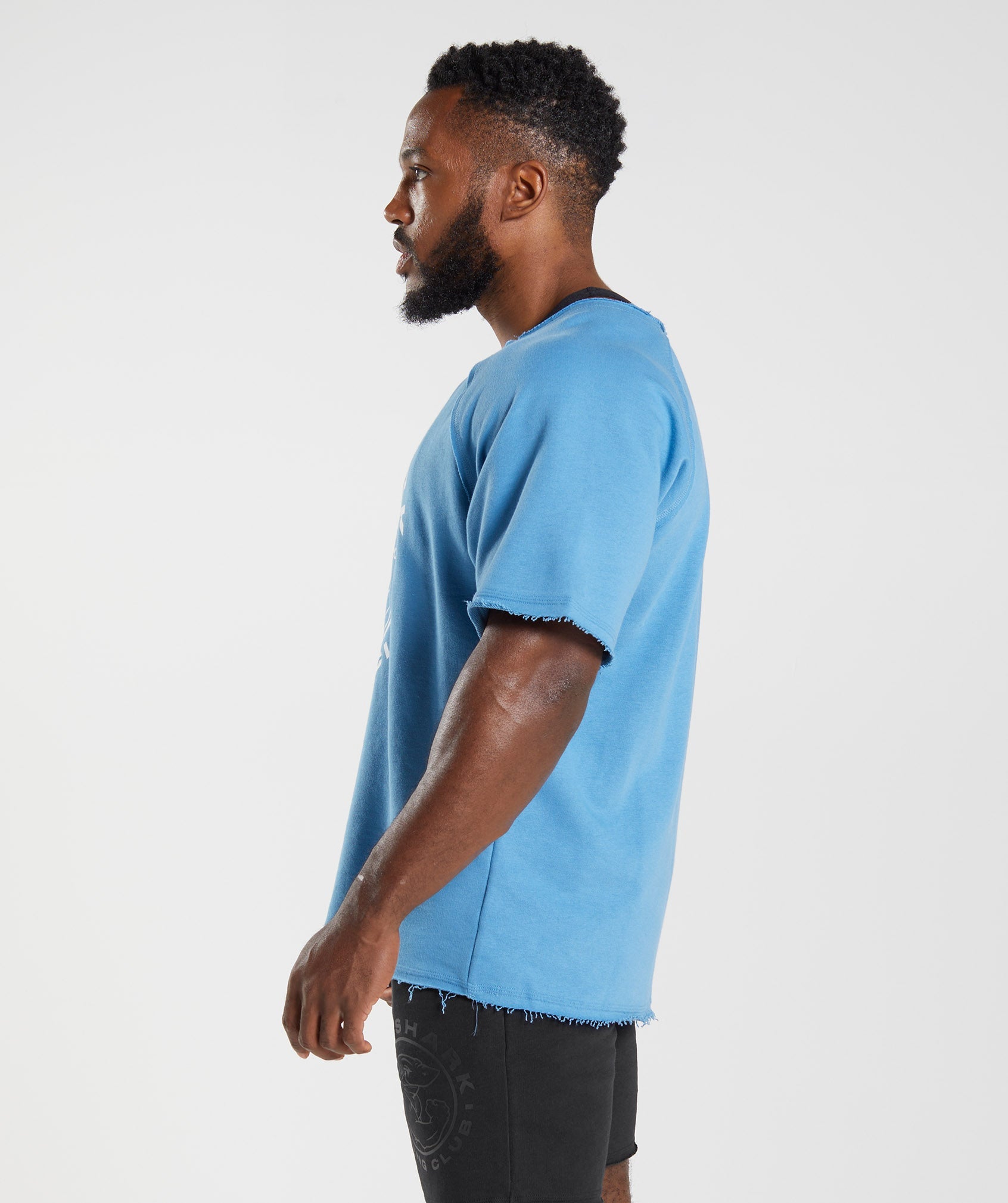 GYMSHARK Retro Crewneck Sweatshirt - Vintage Wash Raglan Top in Coastal Blue 