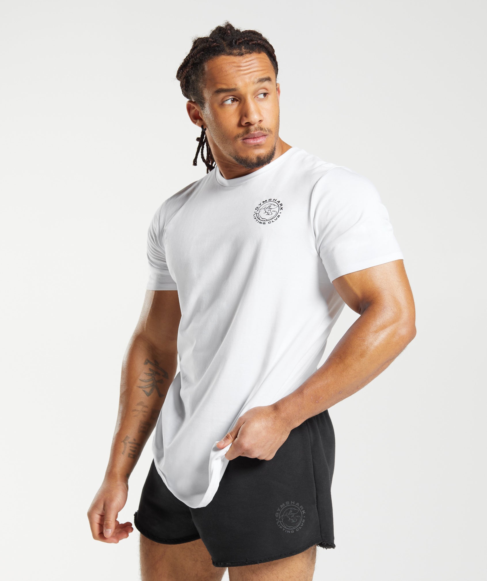 GYMSHARK Essential Classic Fit Crew Neck Tee in Crisp White 