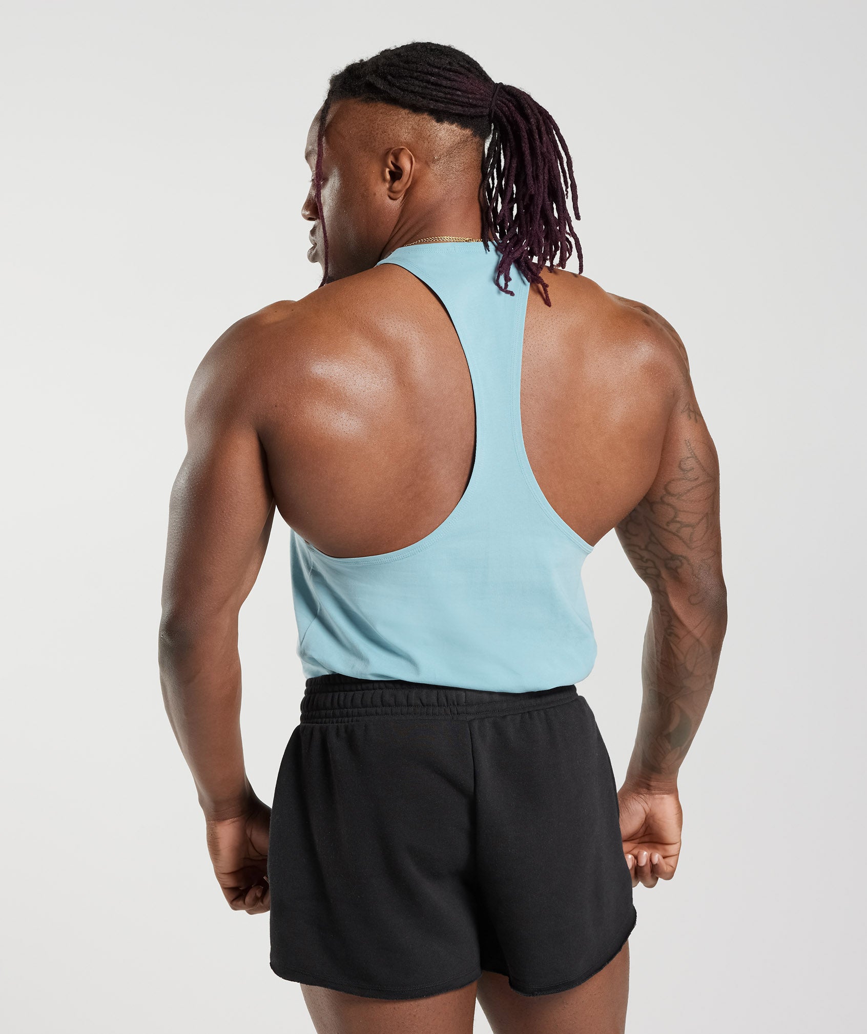 GYMSHARK Classic Fit Stringer Tank - Chillwave Iceberg Blue 
