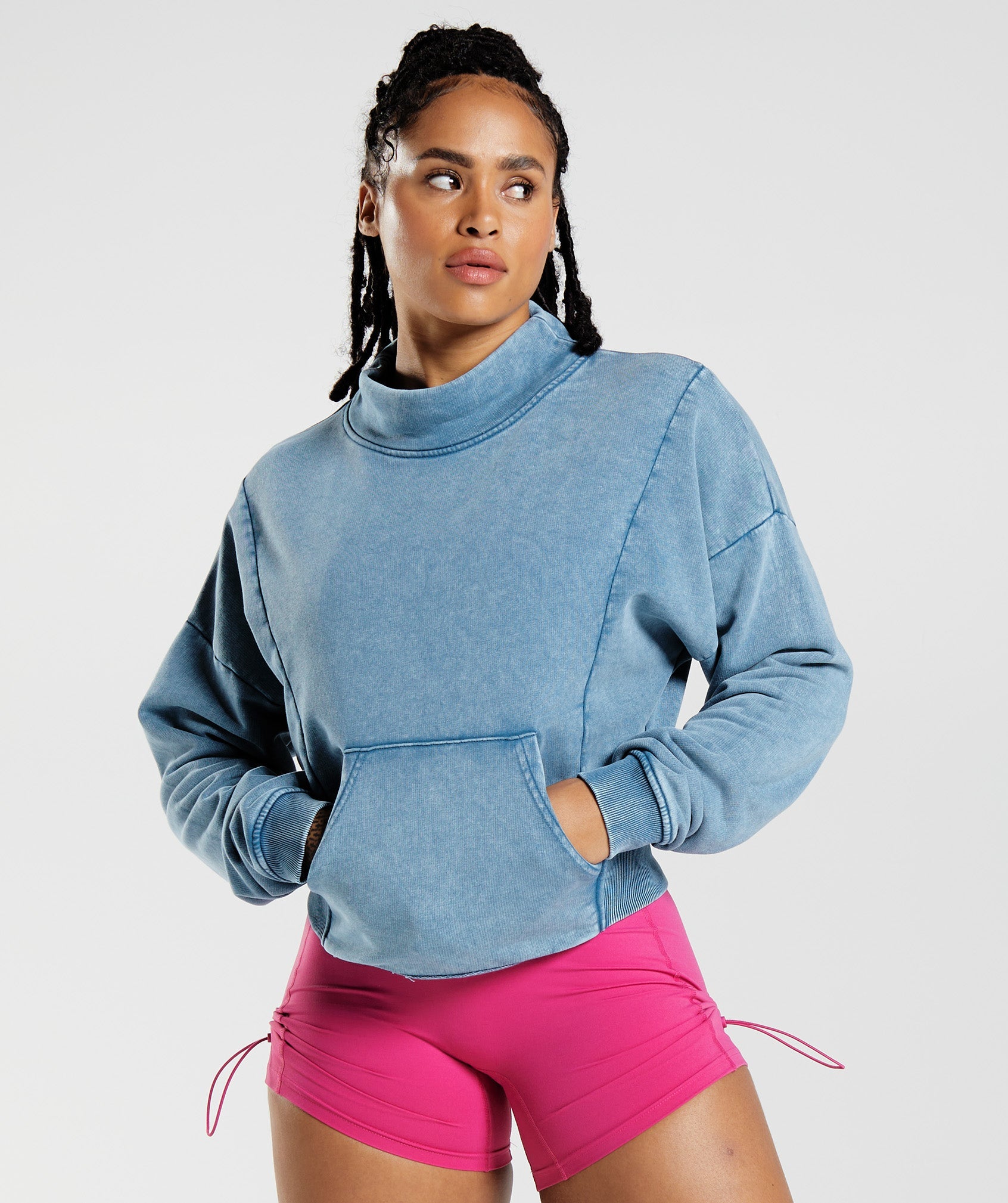 GYMSHARK Gymshark Vintage Washed Crewneck - Cozy Lakeside Blue Pullover