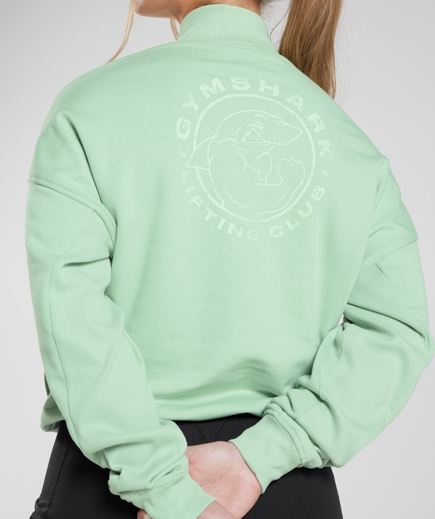 GYMSHARK Gymshark Legacy Quarter-Zip Performance Fleece - Soft Mist Green Heather