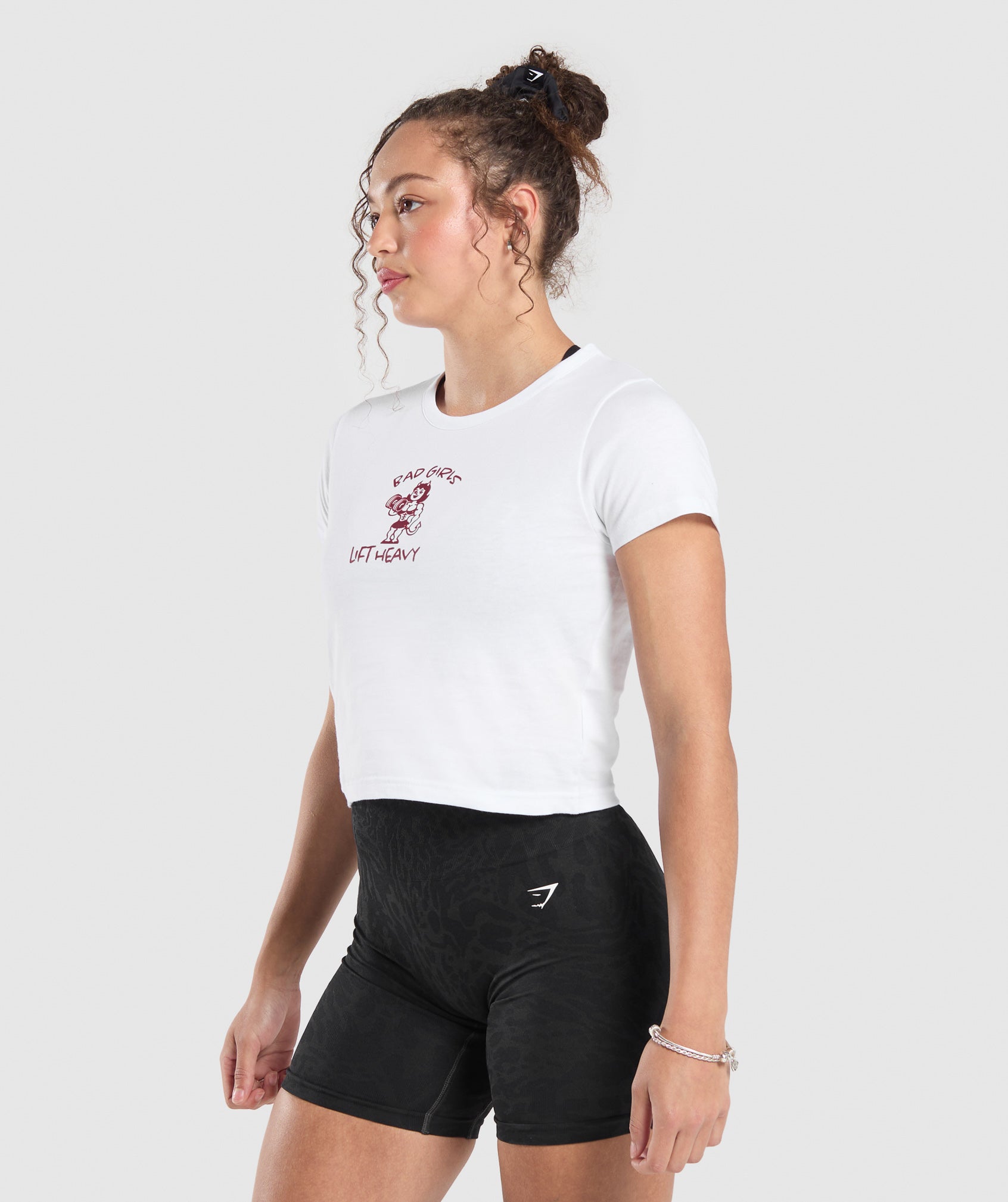 GYMSHARK Gymshark Strength Club Printed Crop Top - Crisp White 
