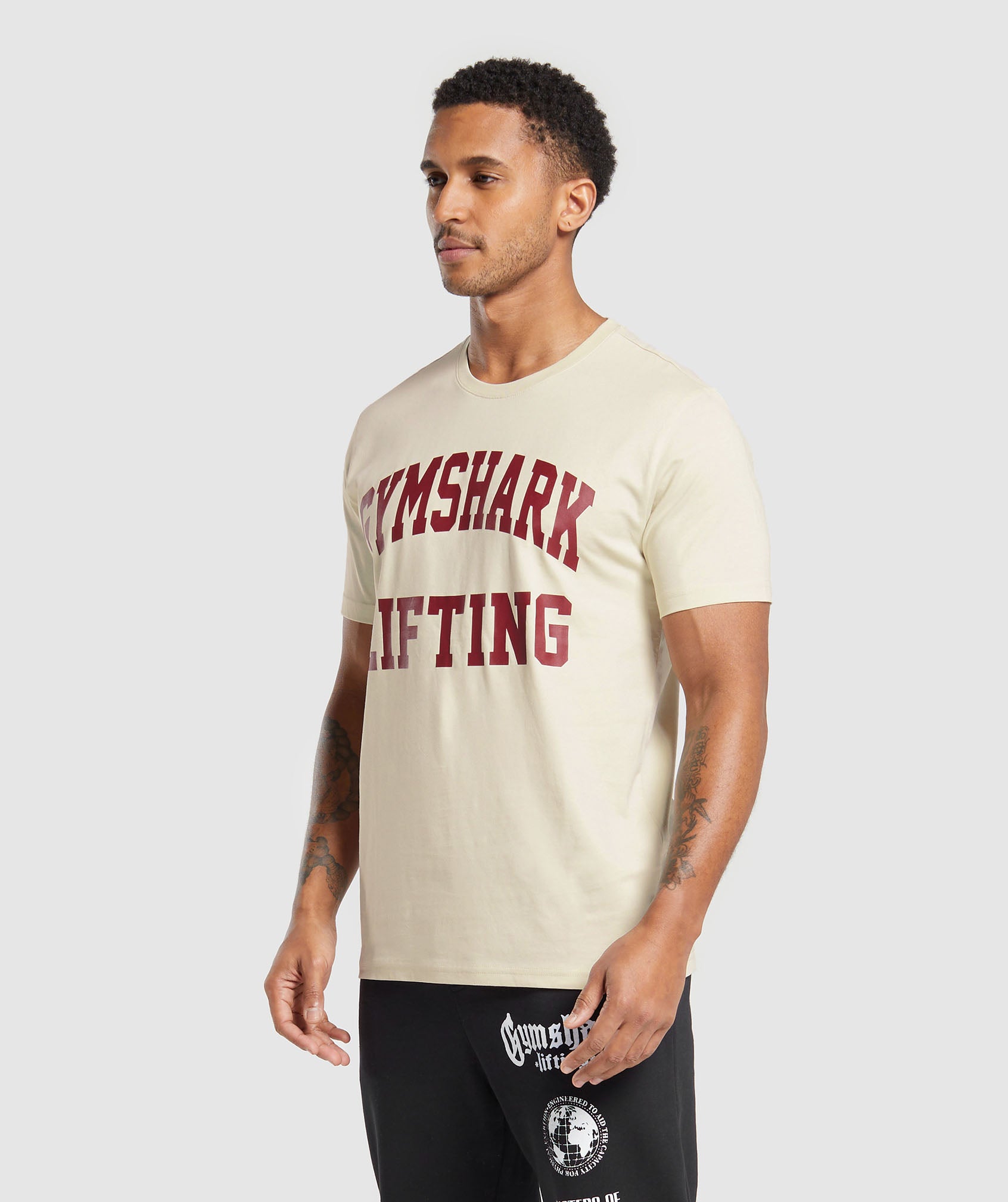 GYMSHARK Strength Training Crew Neck Tee - Premium Ecru White 