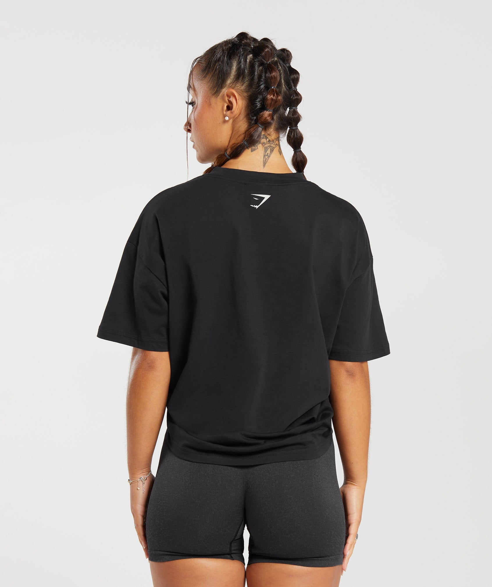 GYMSHARK Gymshark Strength-Training Essential Oversized Cotton Tee - Jet Black 