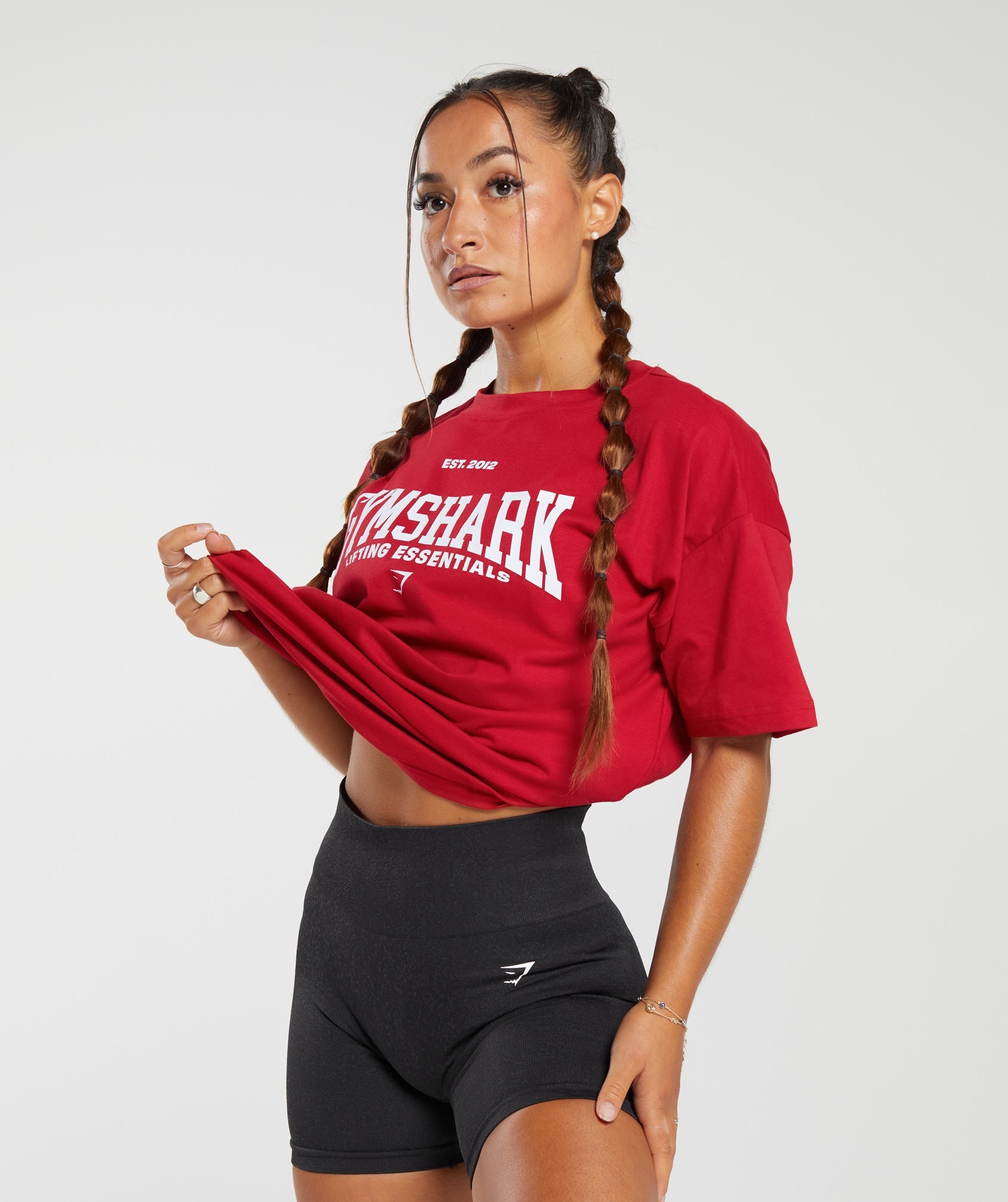 GYMSHARK Gymshark Workout Staple Relaxed Fit Crewneck | Premium Carmine Red Hue 