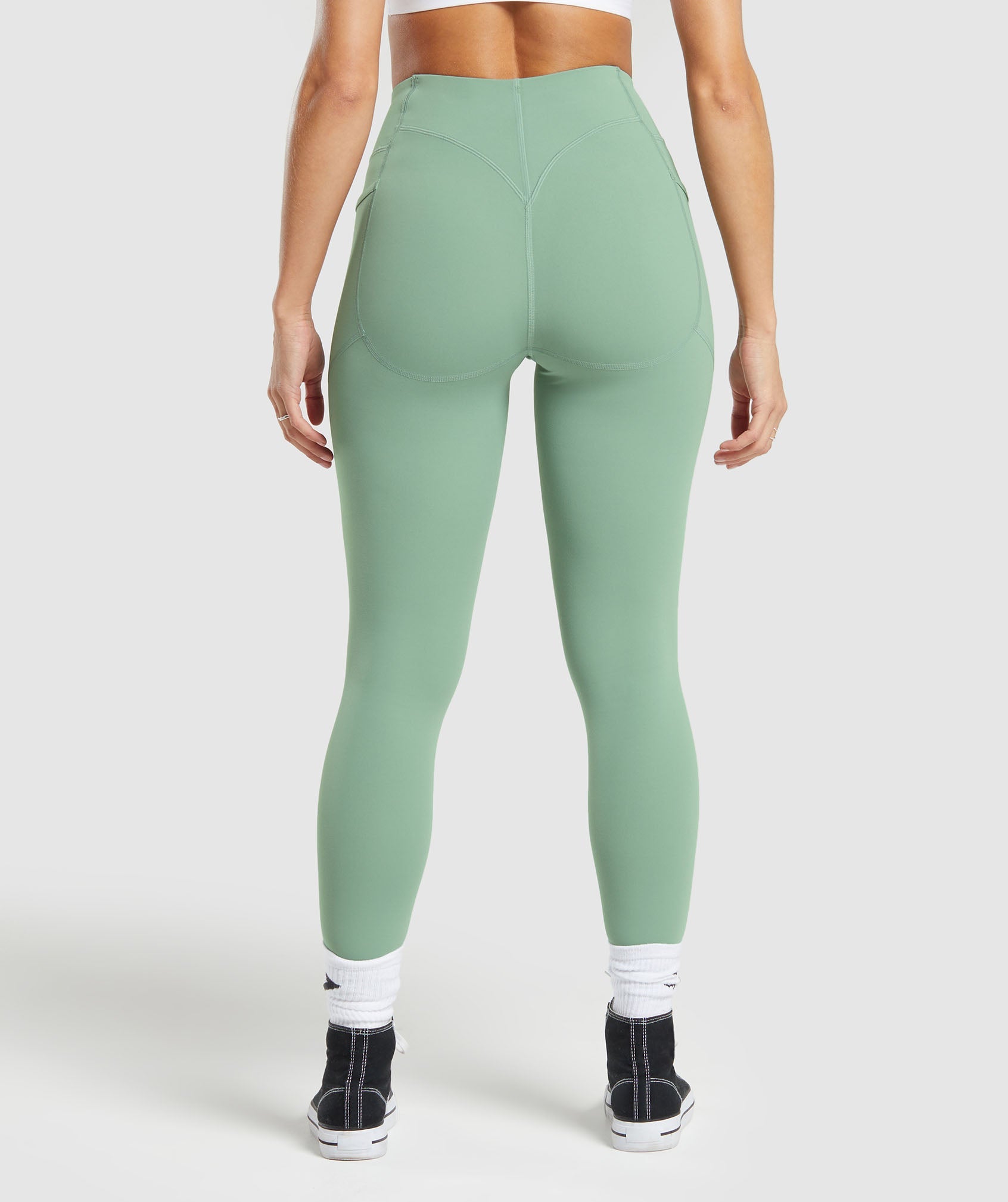 GYMSHARK Gymshark FlexFit Workout Leggings with Secure Pockets - Olive Green 