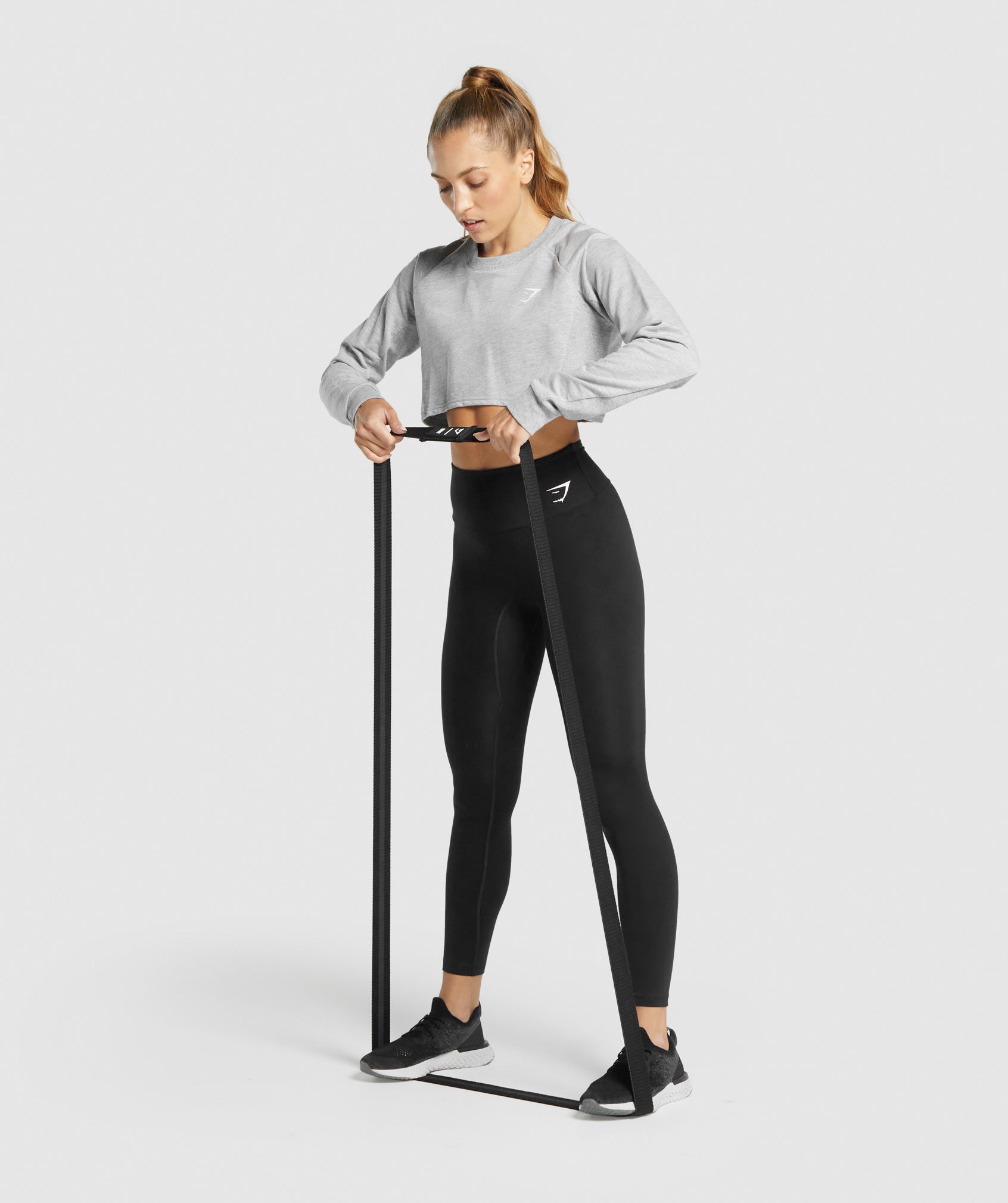 GYMSHARK Pro-Grade Long Resistance Band for Intense Workouts - Charcoal Black 